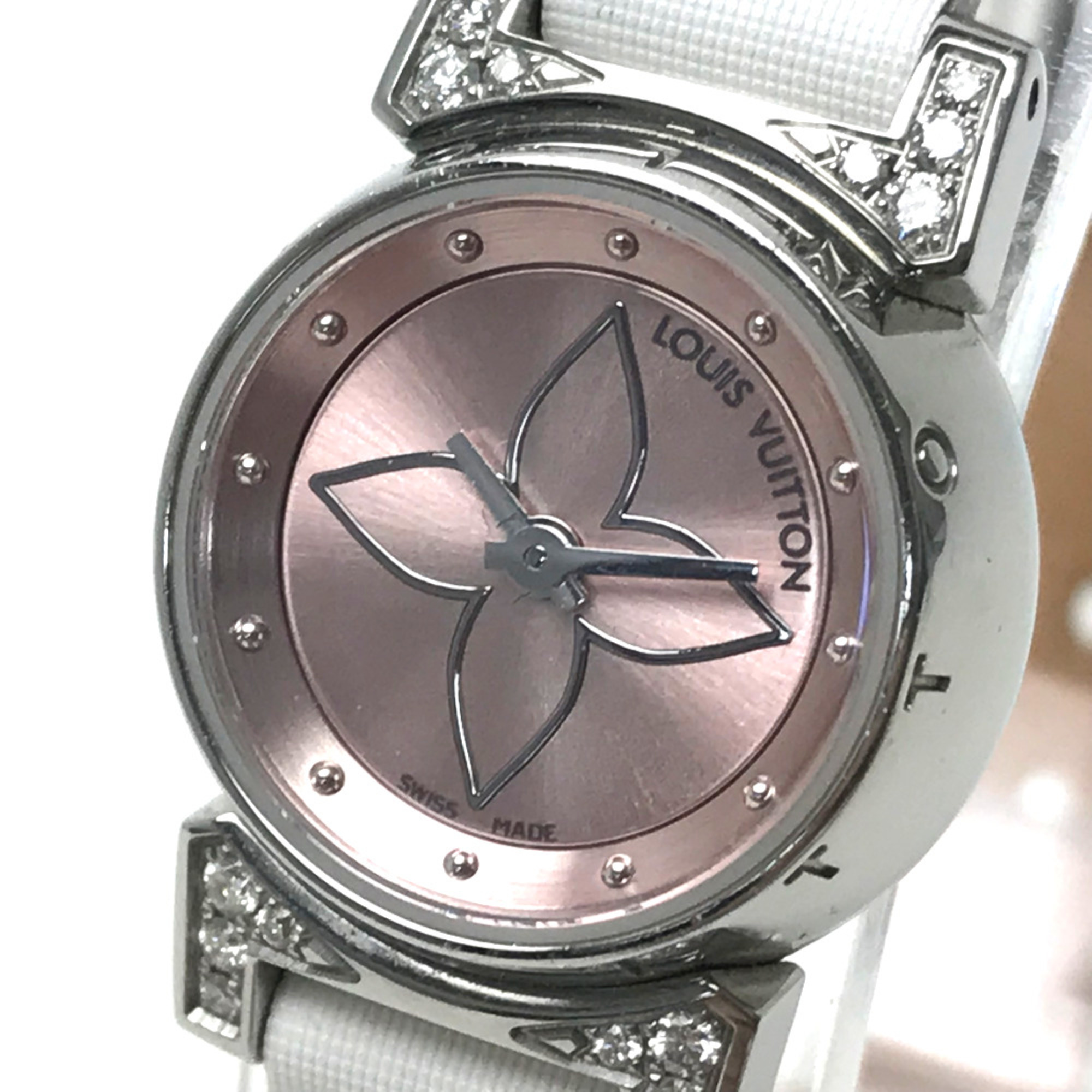 Louis Vuitton Q151P with diamond detailing and a monogram-flower dial
