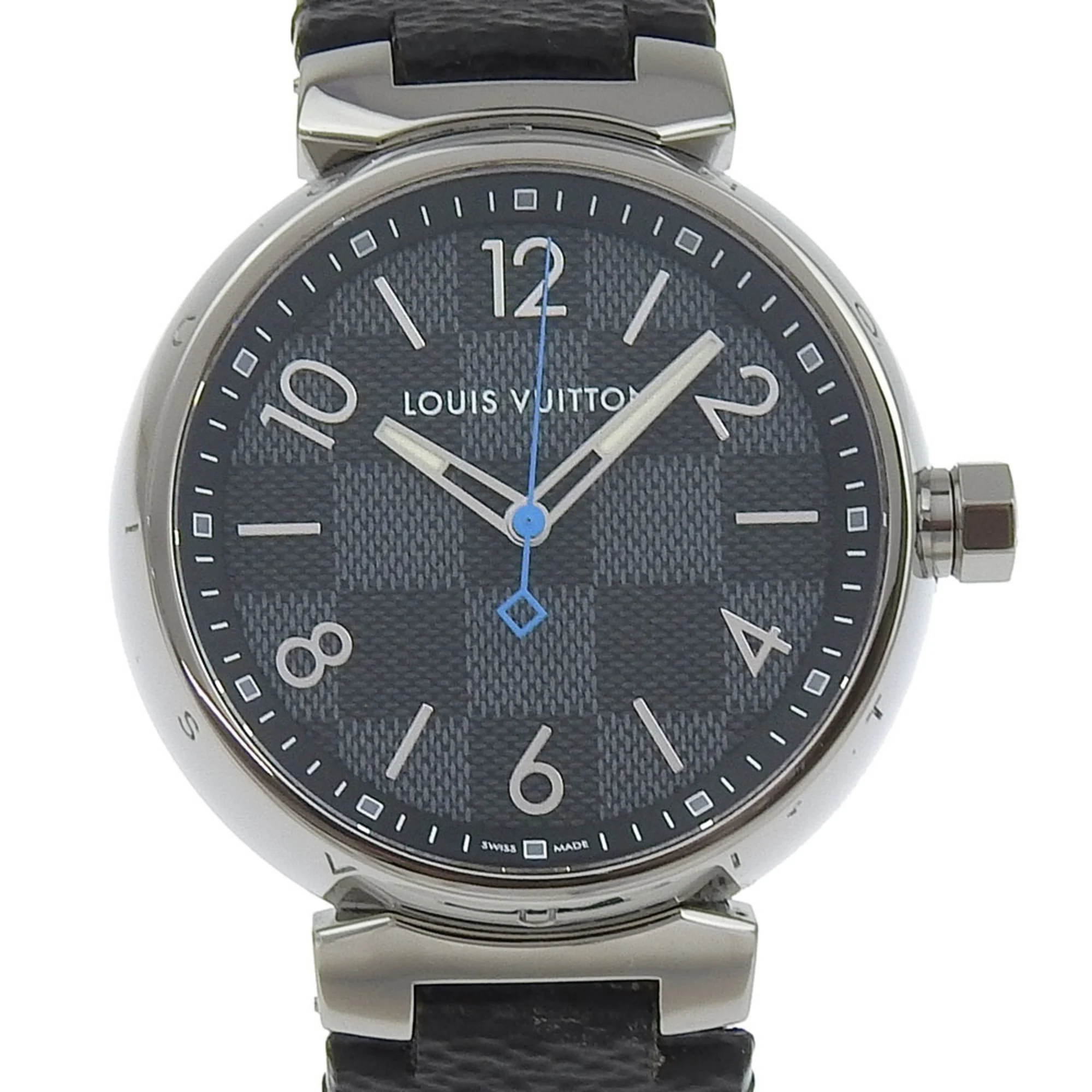 Louis Vuitton Tambour GM in stainless steel with a Damier-pattern dial