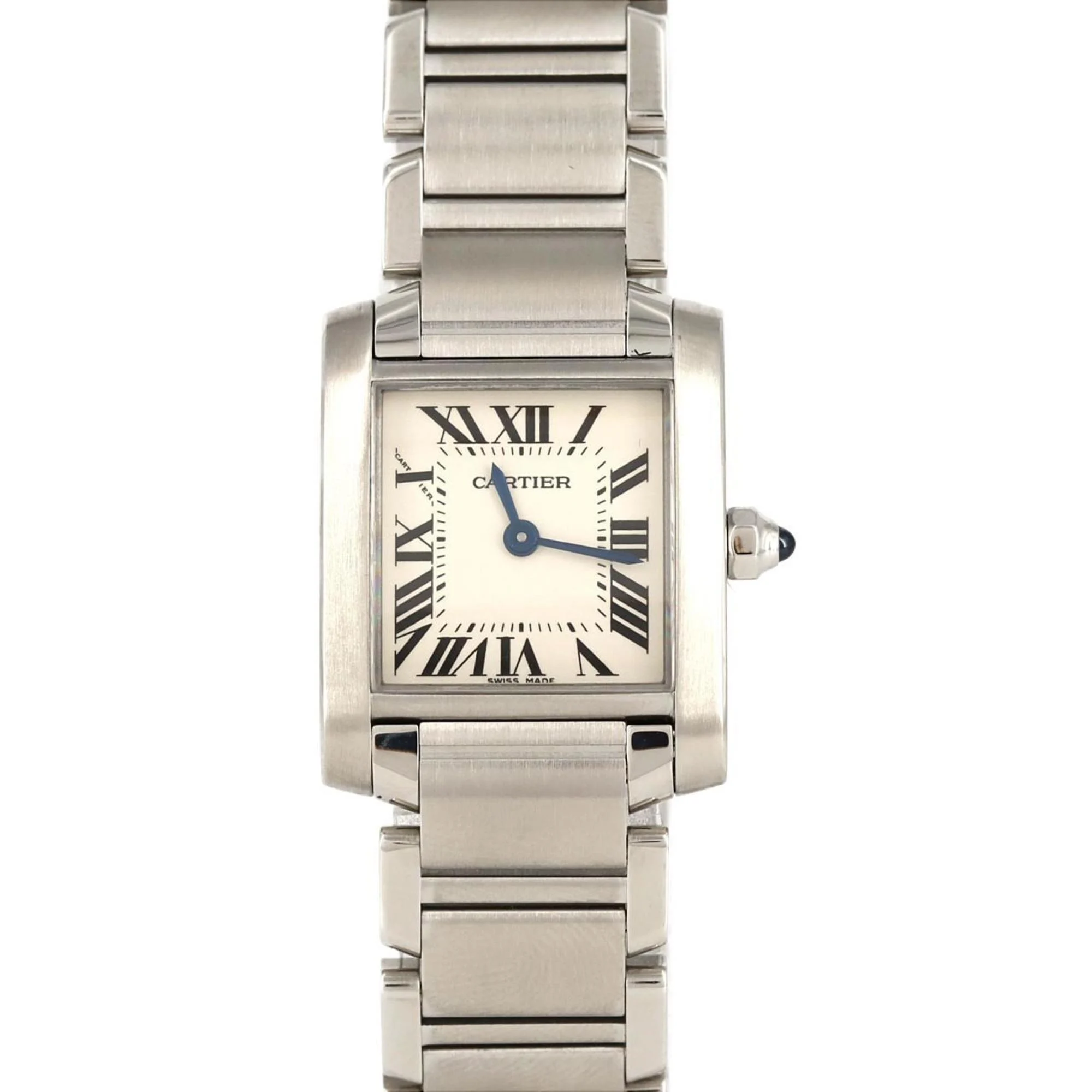 Pre-owned Cartier Tank Française SM steel ladies' watch