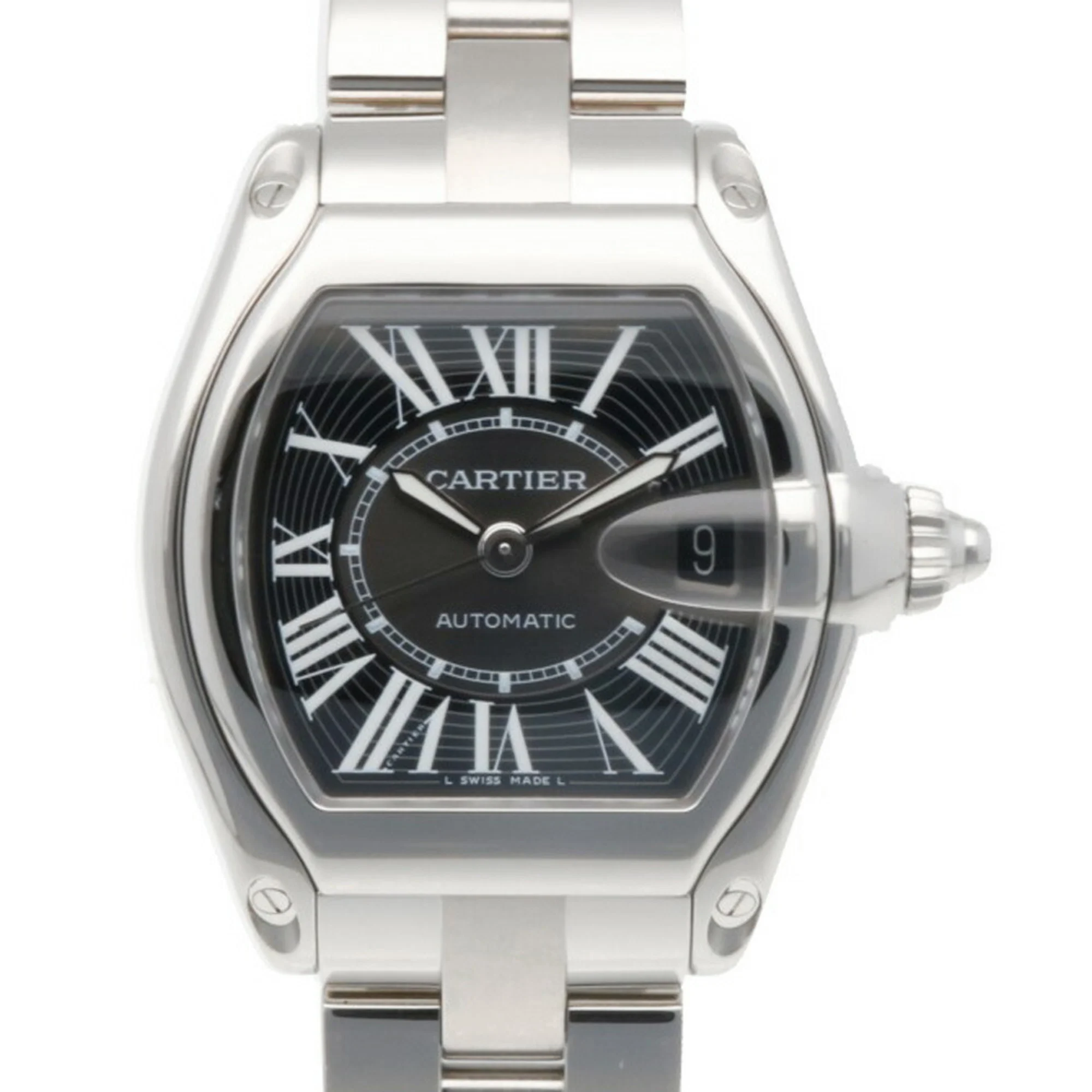 Cartier Roadster automatic in steel with black Roman dial, reference 2510