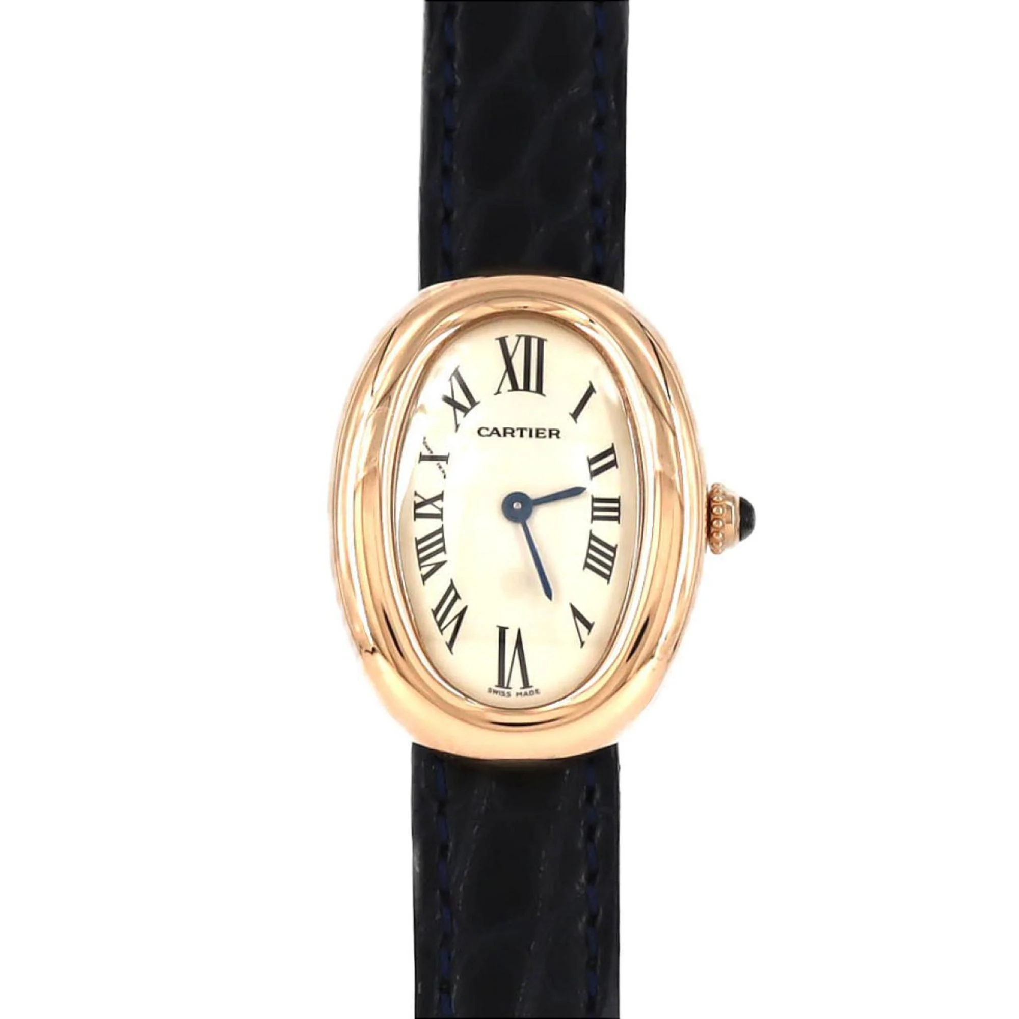 Cartier Baignoire in rose gold on a leather strap