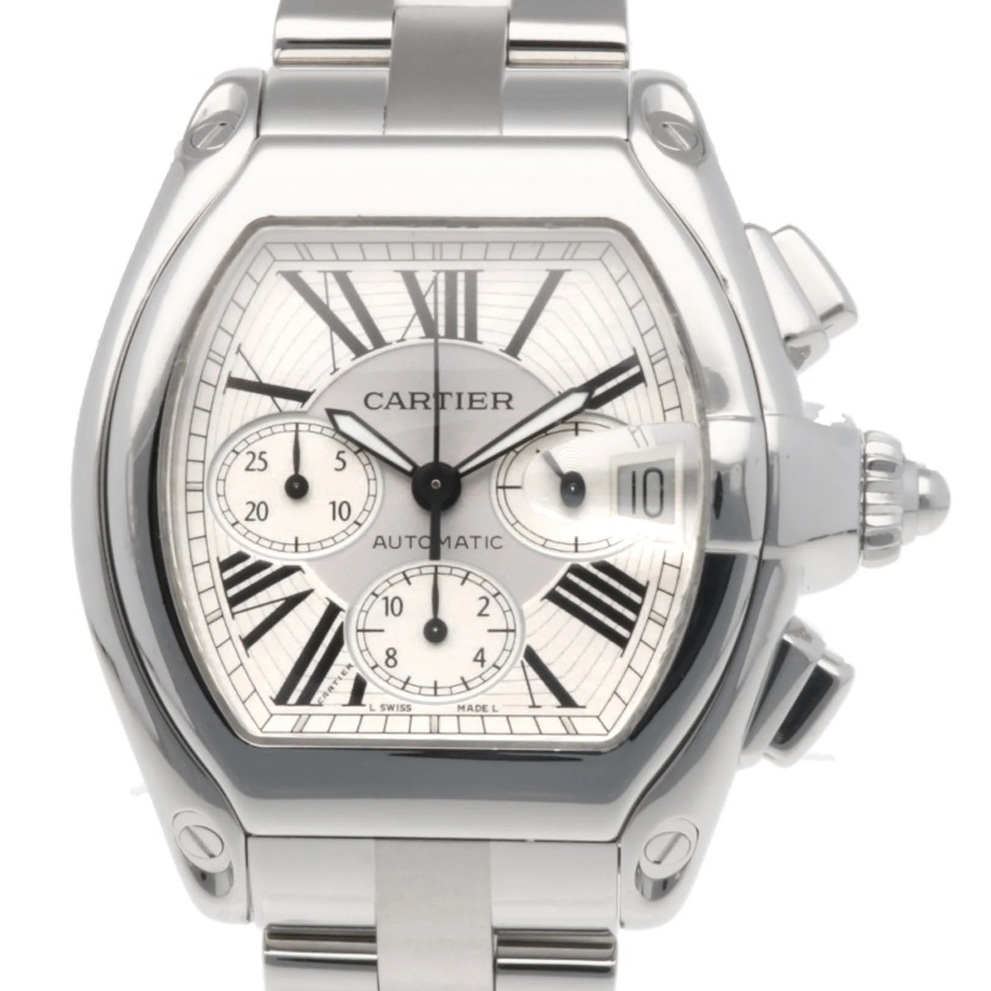 Cartier Roadster XL Chronograph in steel with silver dial, reference 2618