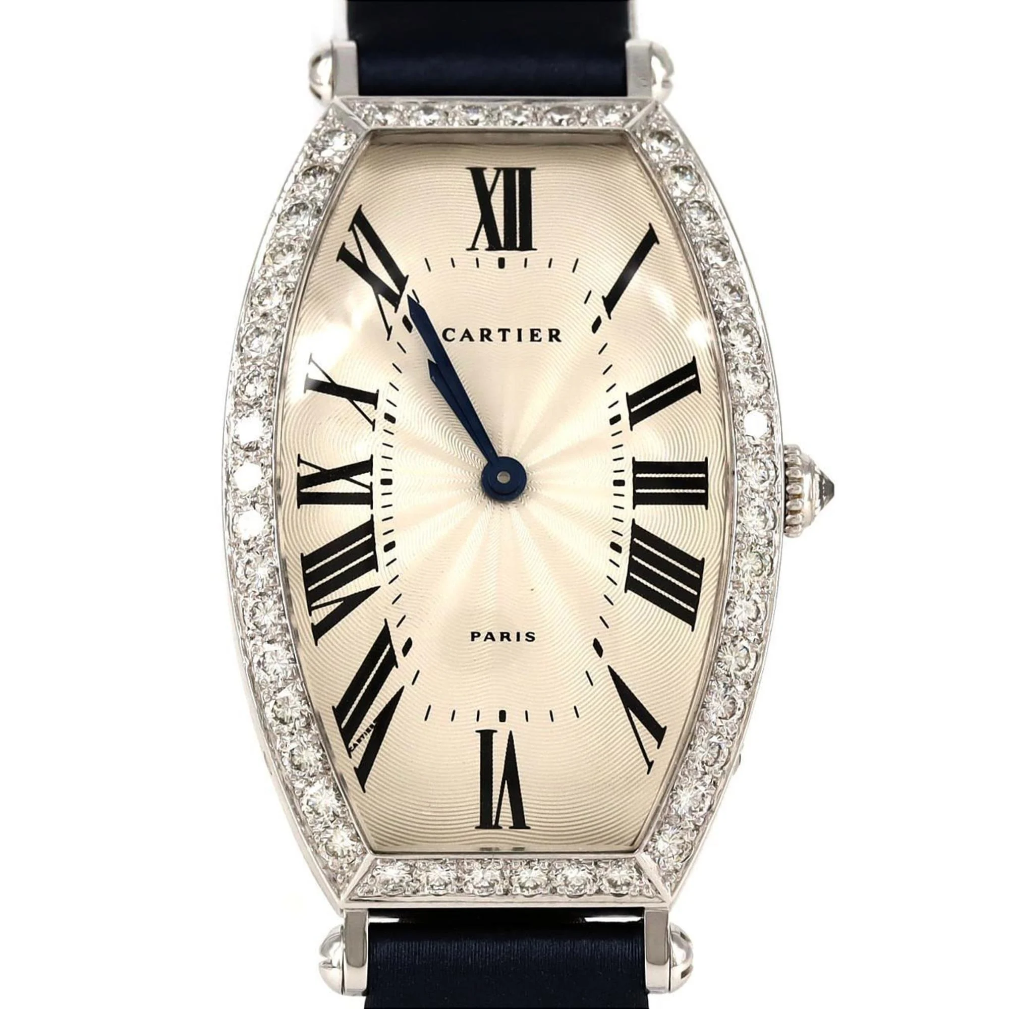 Cartier Tonneau large model in white gold, reference WA502451, manual winding