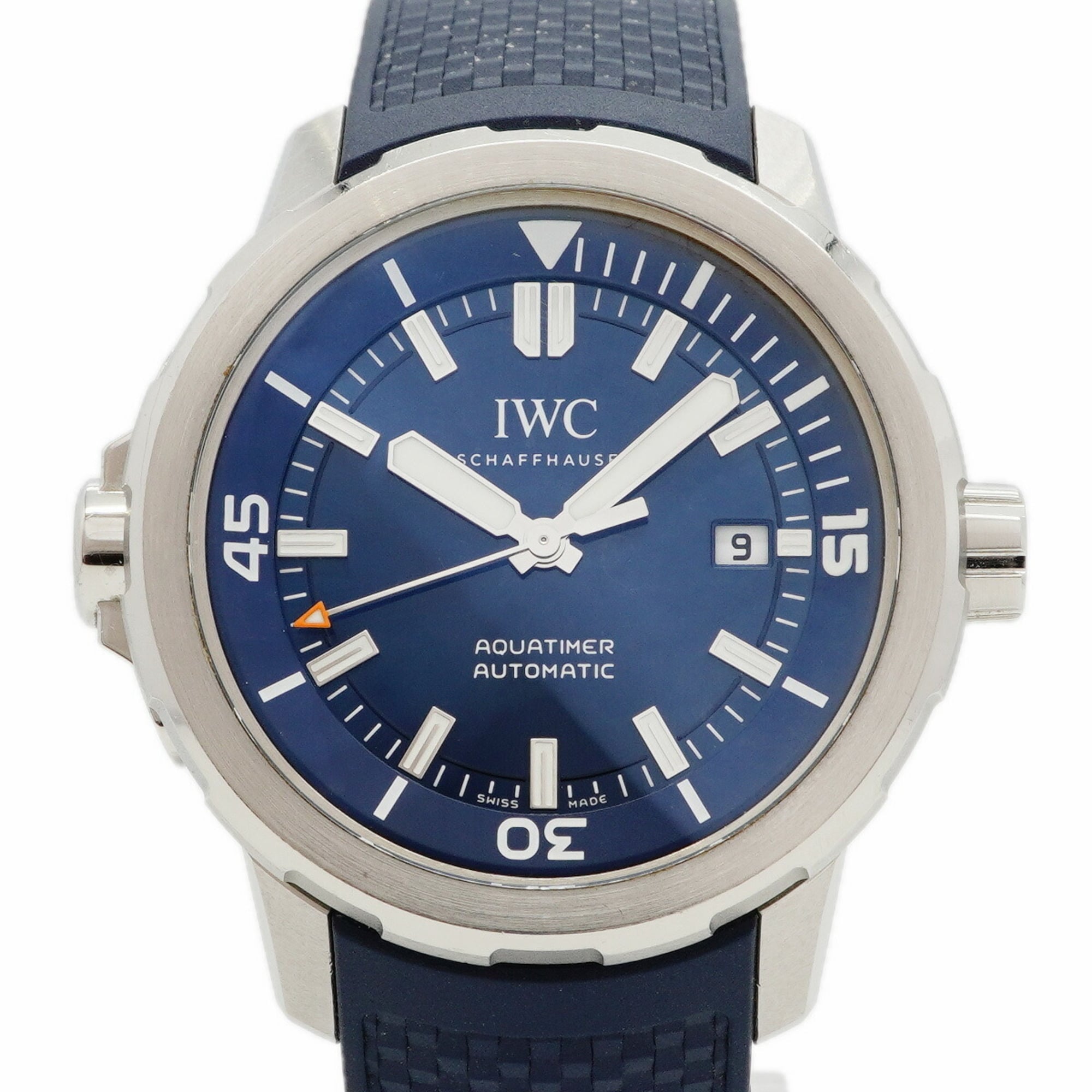 IWC Aquatimer steel automatic dive watch, blue dial