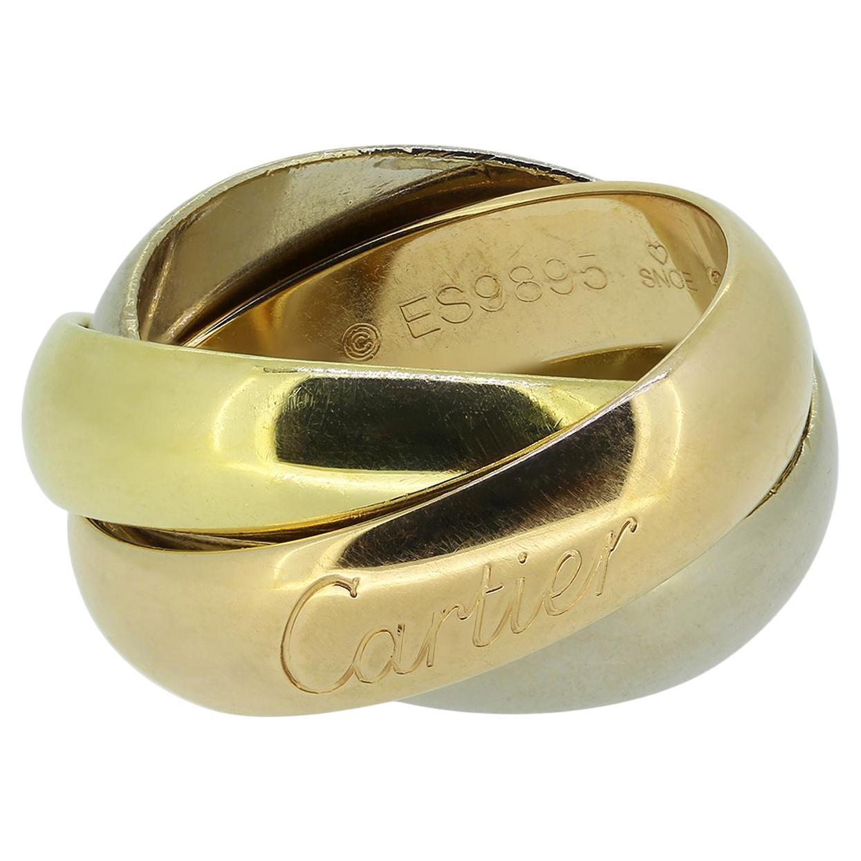Cartier Trinity ring, three interlaced gold bands