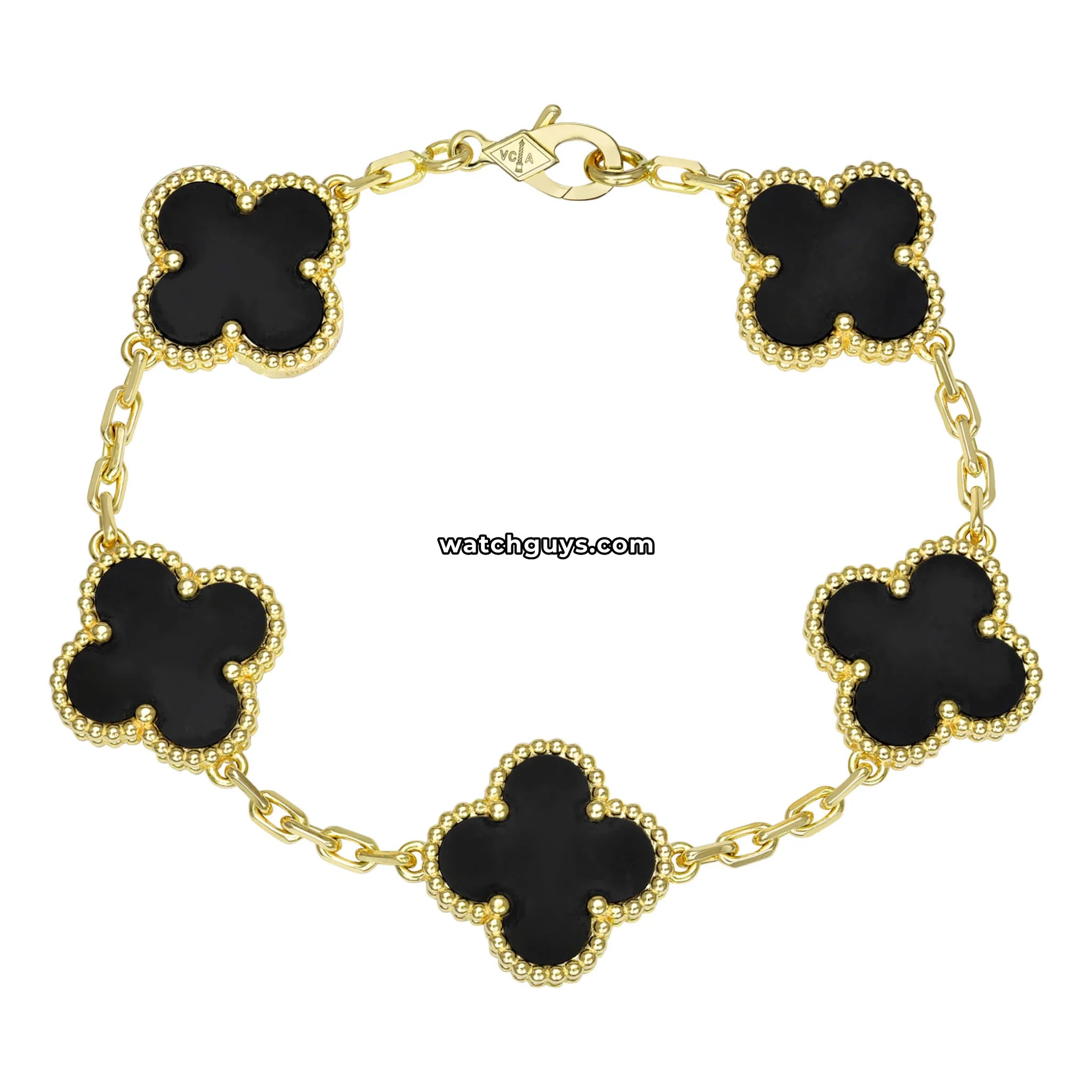Van Cleef & Arpels Vintage Alhambra five-motif bracelet in yellow gold and onyx