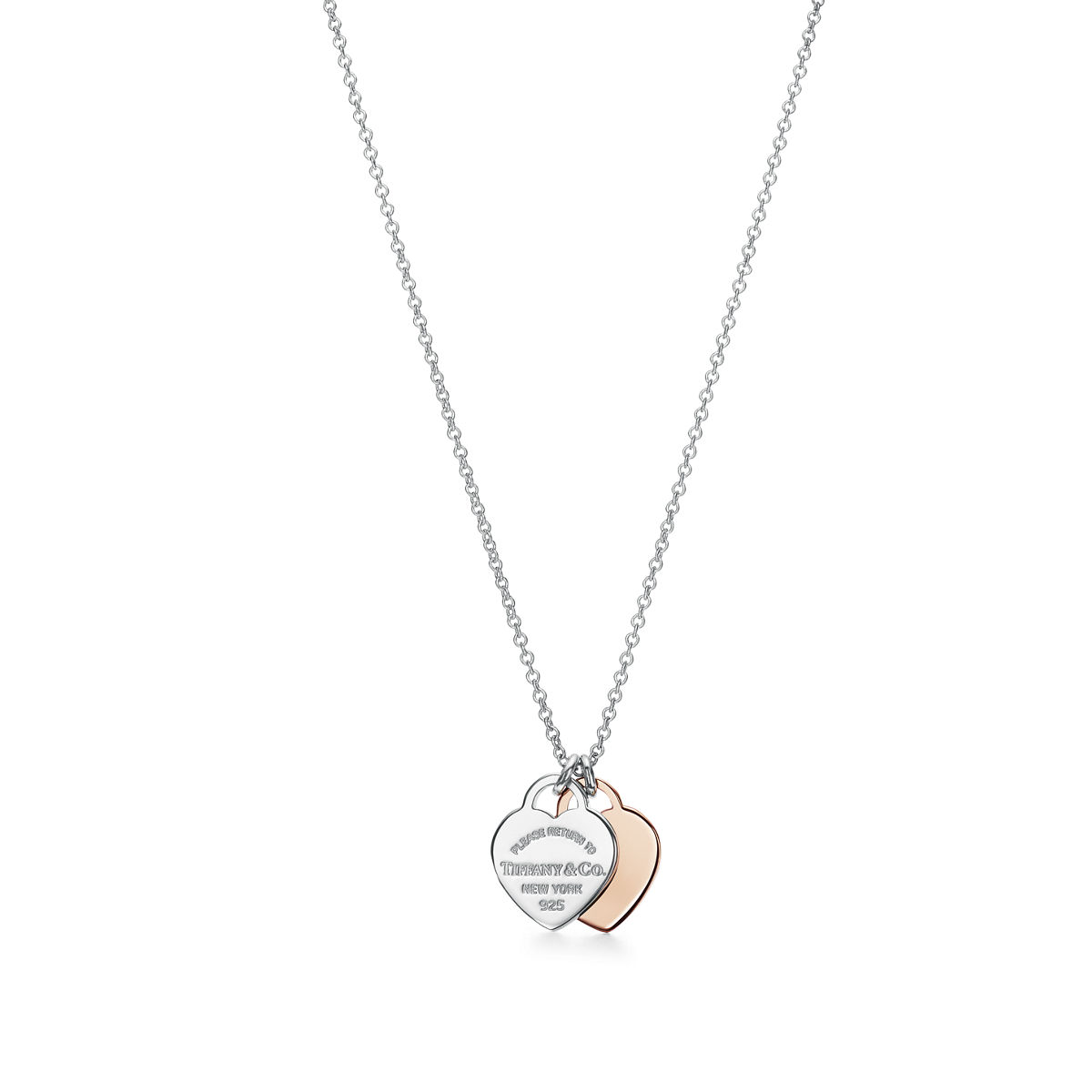 Return to Tiffany double heart tag pendant in silver and rose gold