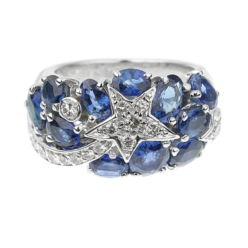 Chanel Comete ring in white gold set with sapphires and diamonds