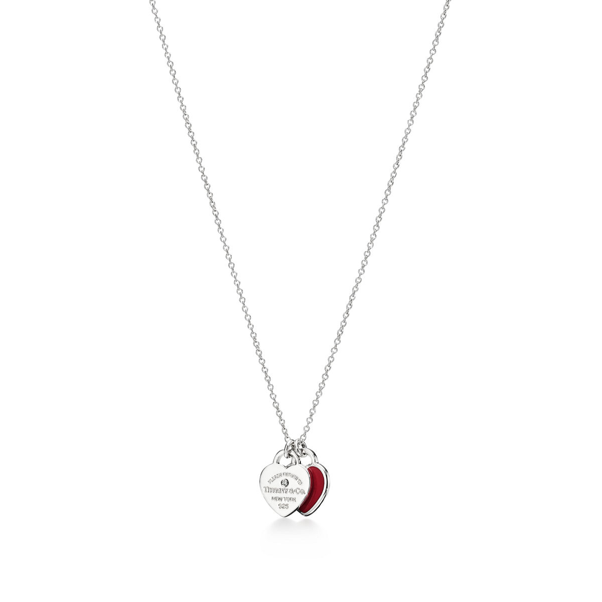 Return to Tiffany mini heart tag pendant in sterling silver with a diamond
