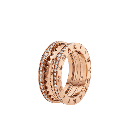 Bvlgari B.zero1 Rock ring in rose gold with pave diamonds