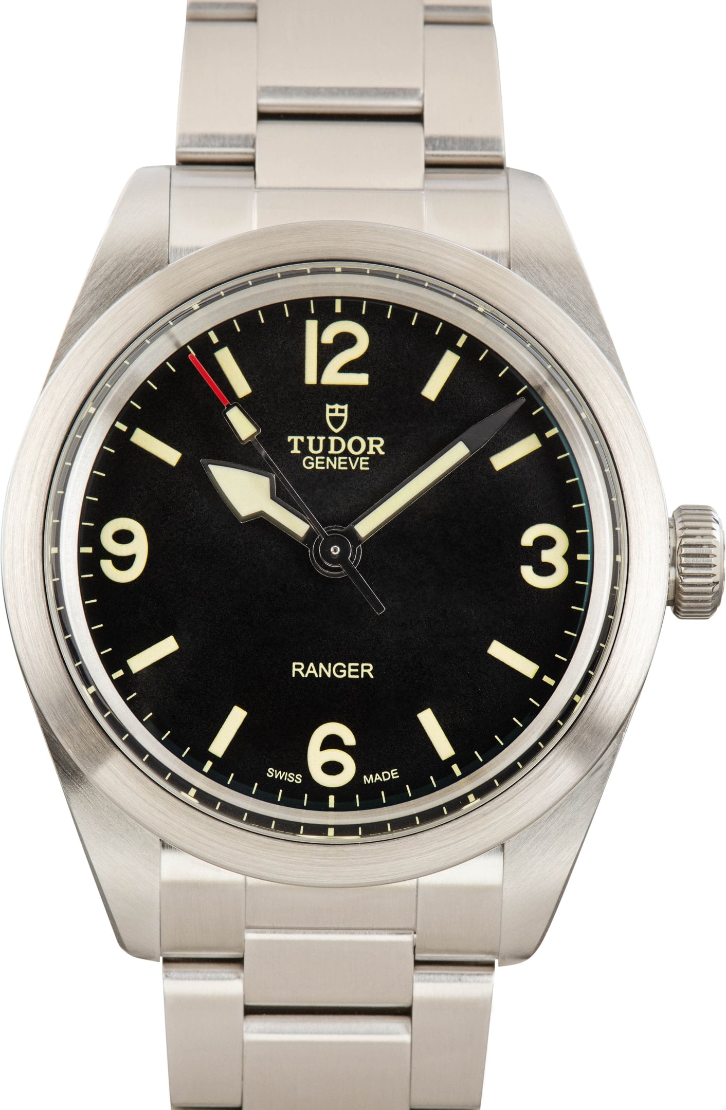 Tudor Ranger 79950, black dial, 39mm steel field watch on bracelet