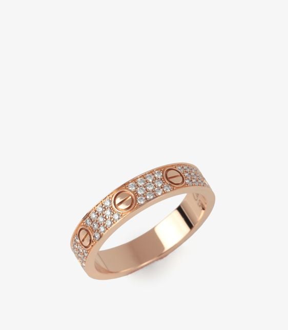 Cartier Love ring set with pave diamonds