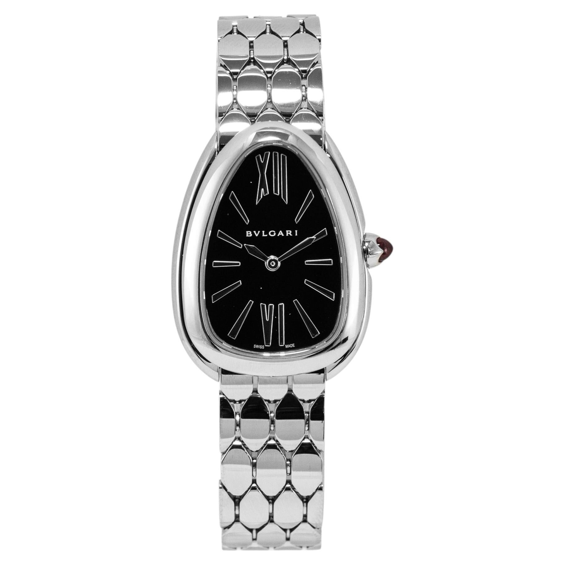 Bulgari Serpenti Seduttori in steel with a black dial