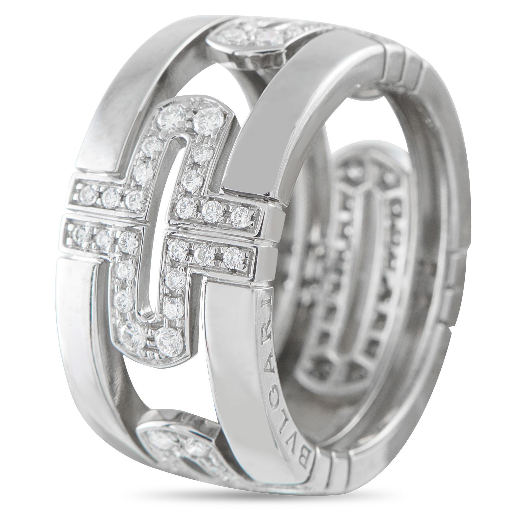 Bulgari Parentesi ring in 18k white gold set with diamonds