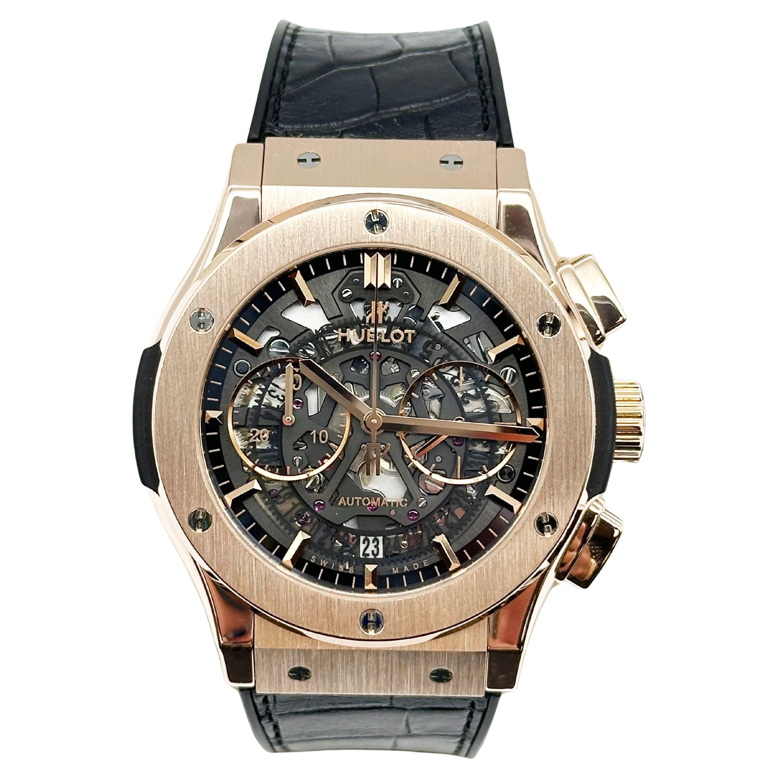 Hublot Classic Fusion Aerofusion skeleton chronograph in rose gold