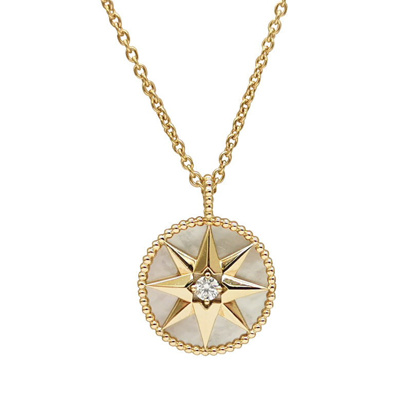 Dior Rose des Vents medallion in 18-carat gold with mother-of-pearl and a diamond