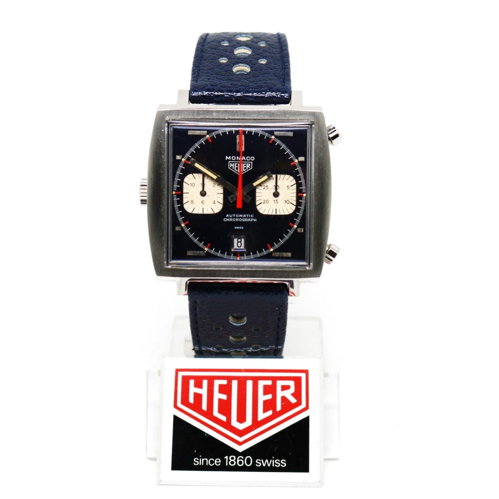 Vintage 1970s TAG Heuer Monaco 1133B with the Heuer shield logo