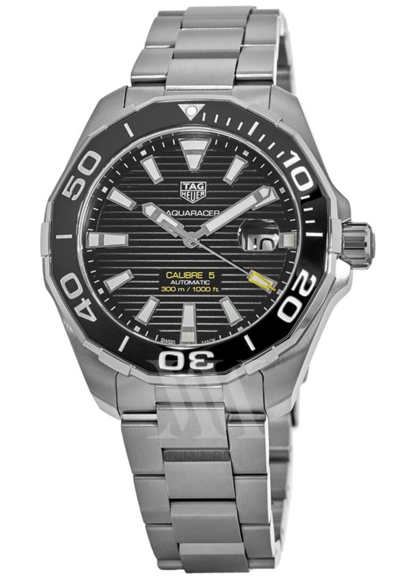 TAG Heuer Aquaracer 300M Calibre 5 automatic, reference WAY201A, black dial, faceted ceramic bezel