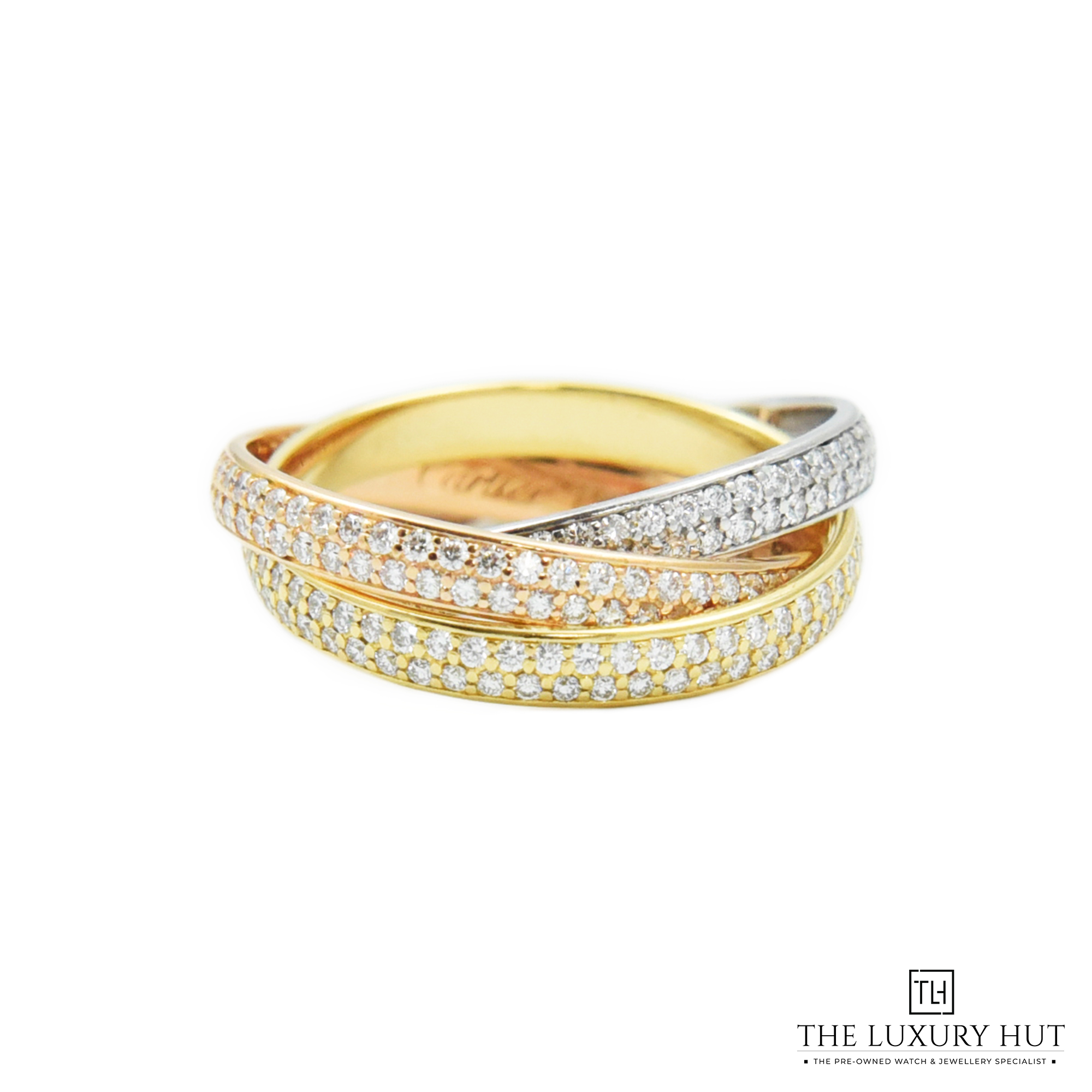 Diamond-paved Cartier Trinity ring