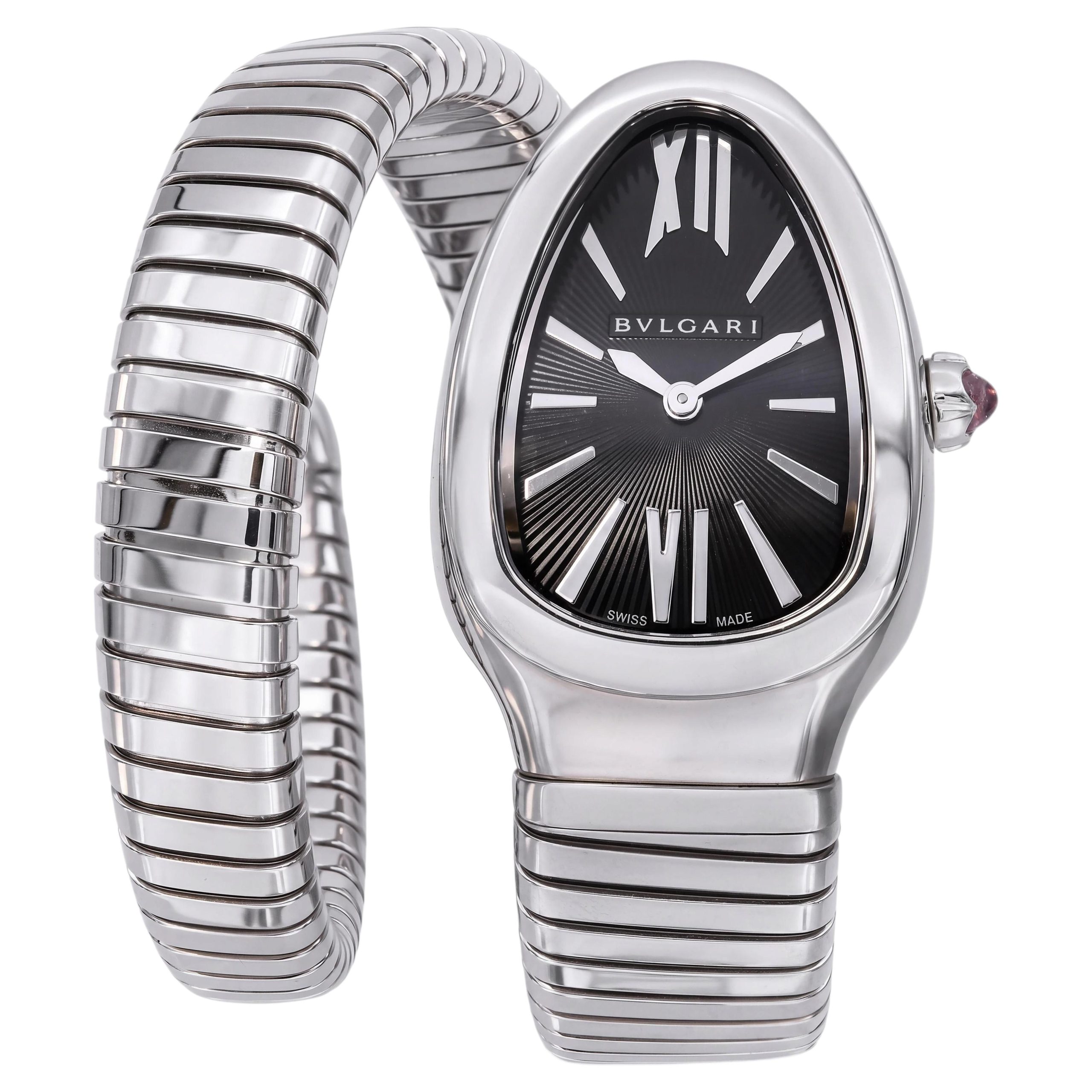 A stainless-steel single-coil Serpenti Tubogas — the accessible entry point to the collection.