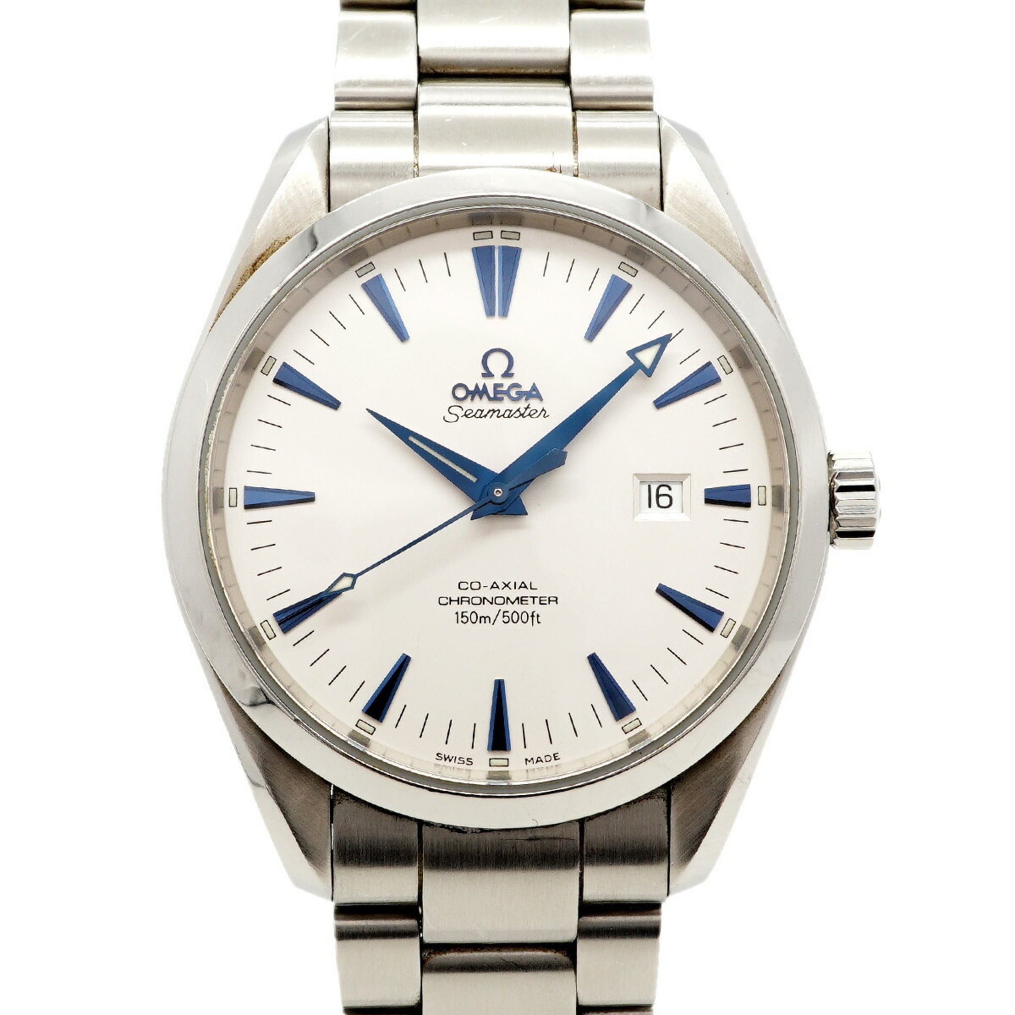 Pre-owned Omega Seamaster Aqua Terra co-axial silver dial men's watch, reference 2502.33