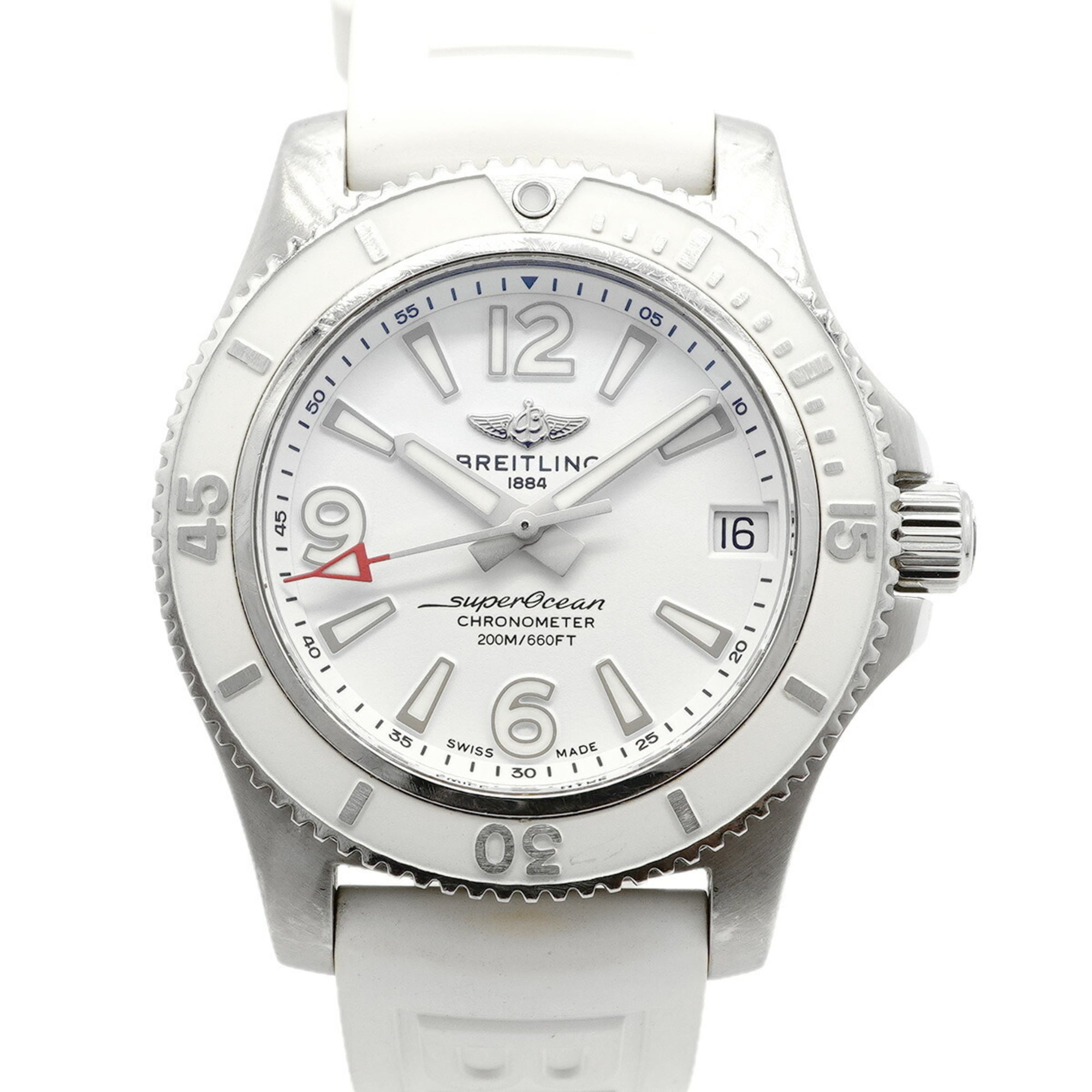 Pre-owned Breitling Superocean 36 white dial steel watch, reference A17316