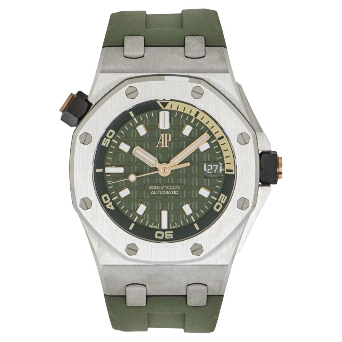 Audemars Piguet Royal Oak Offshore Diver with green M&eacute;ga Tapisserie dial