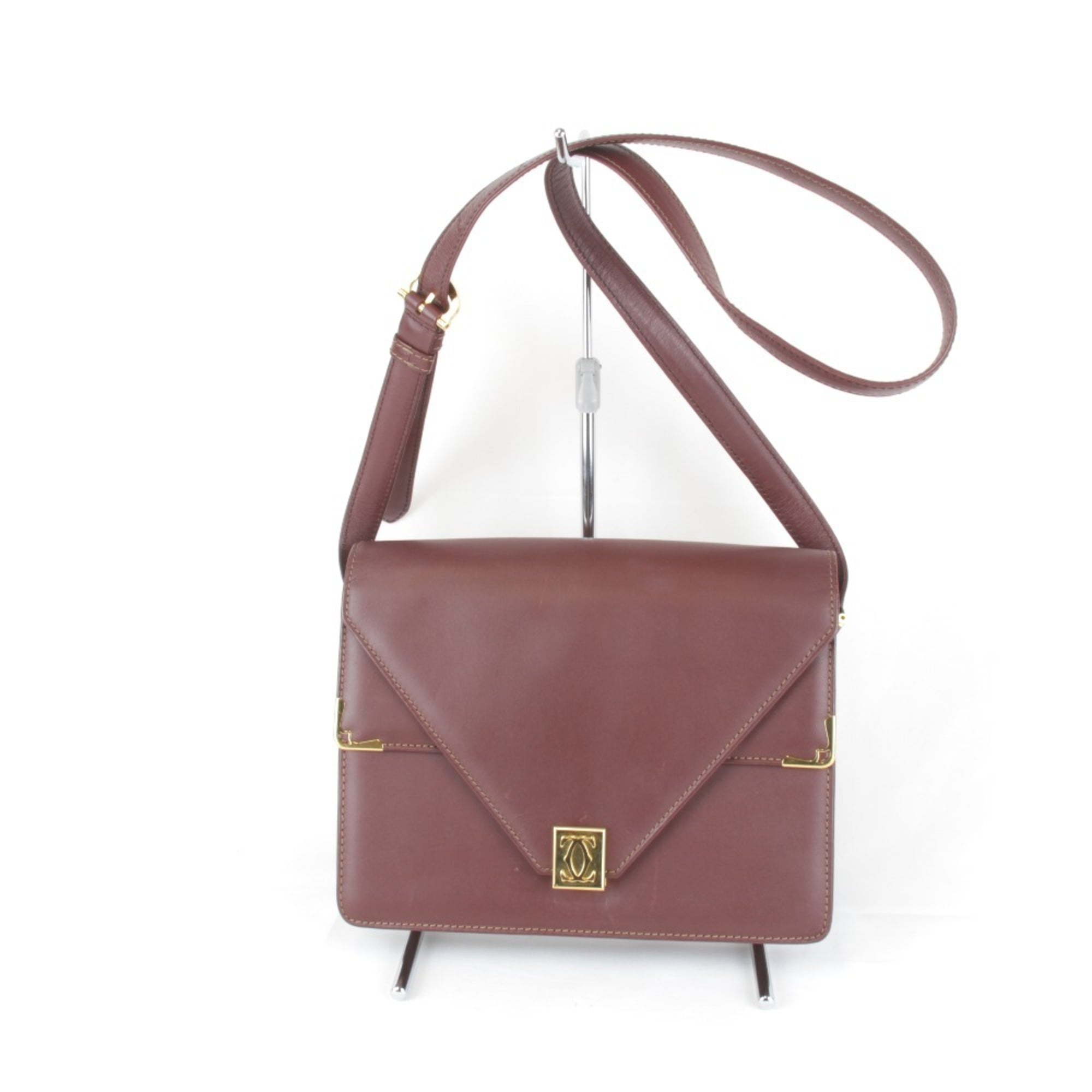 CARTIER Must Line Shoulder Bag Leather Red Ladies'