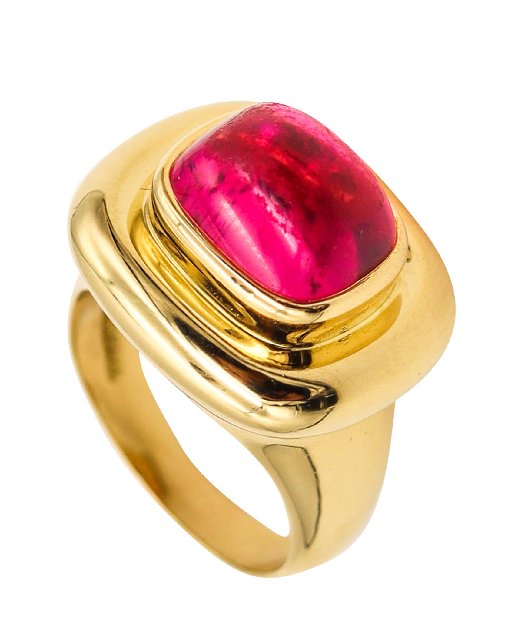 Tiffany Paloma Picasso 18ct gold cocktail ring set with a large pink tourmaline