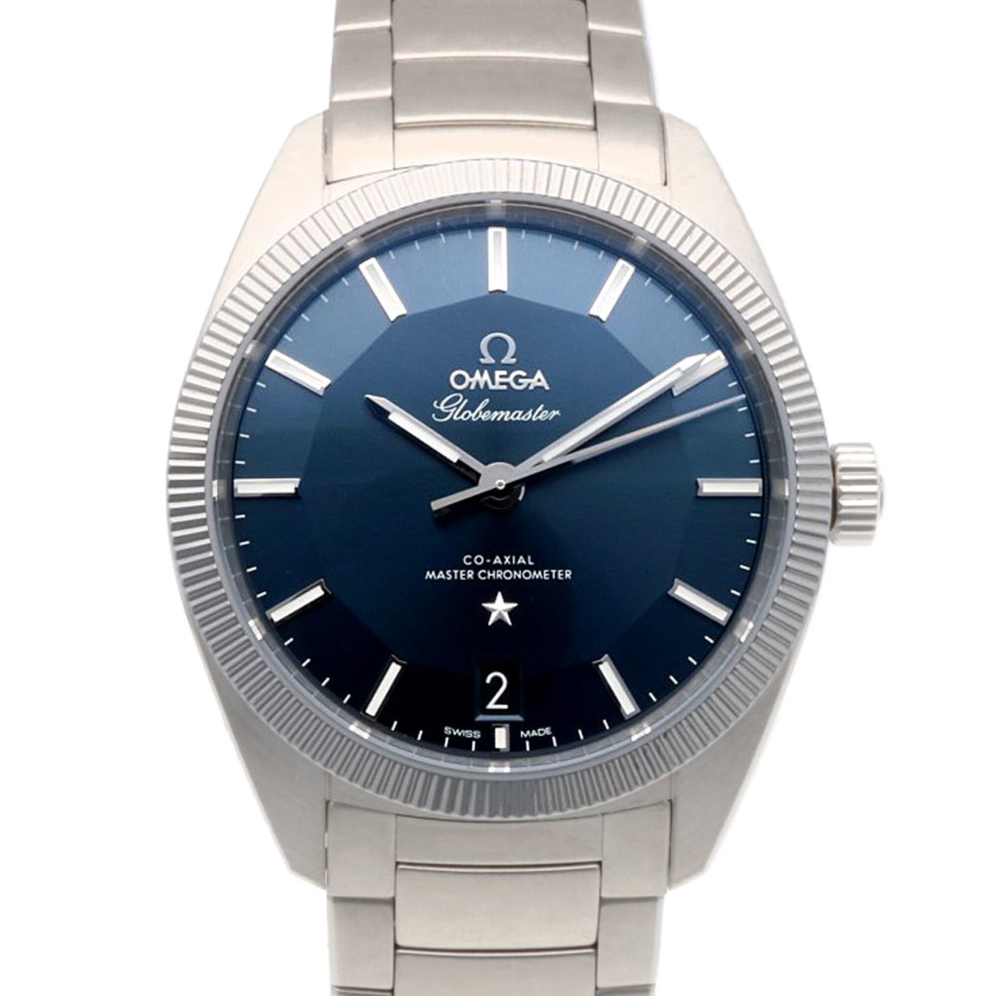 Omega Constellation Globemaster steel, blue pie-pan dial, on bracelet