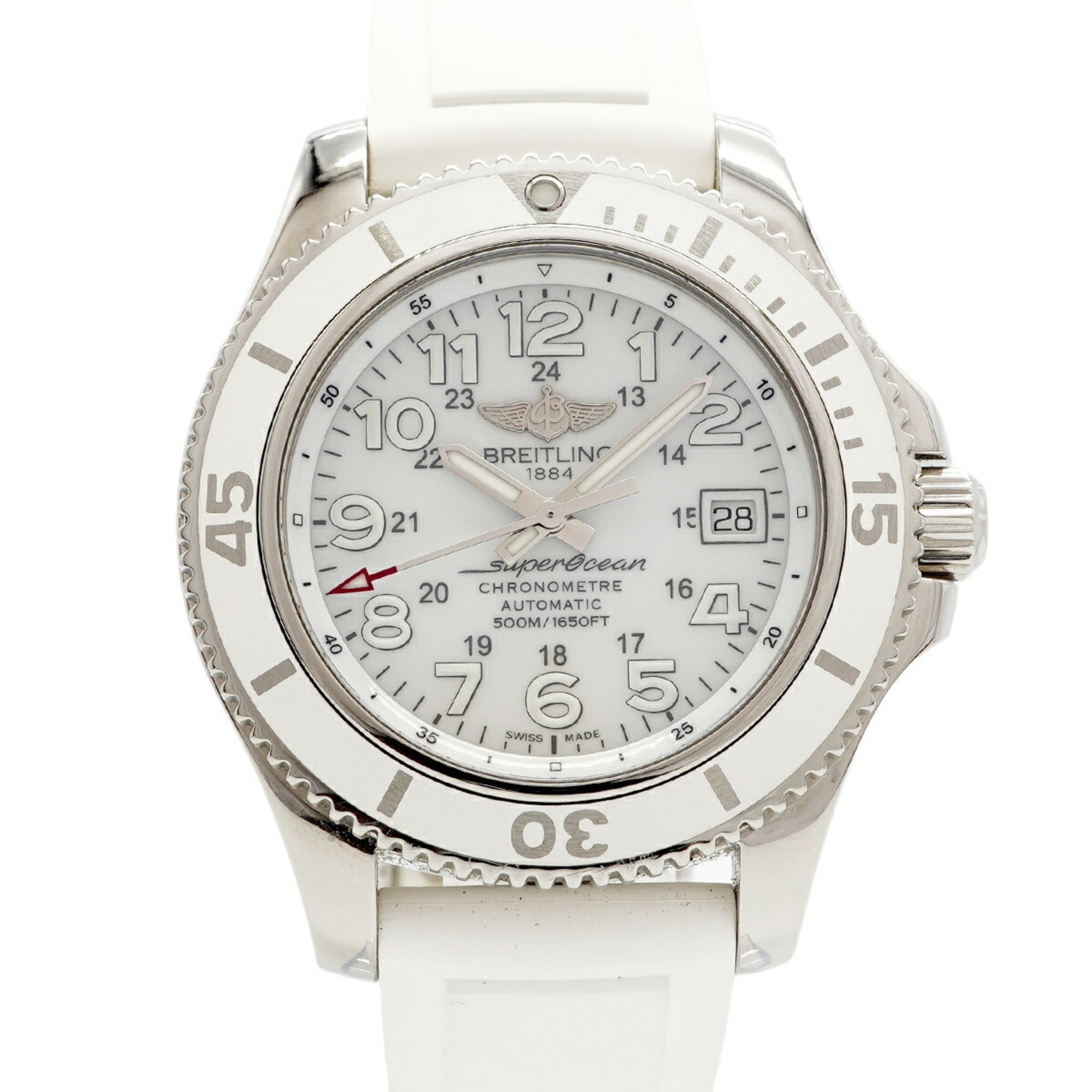 Pre-owned Breitling Superocean 42 white dial steel watch, reference A17365