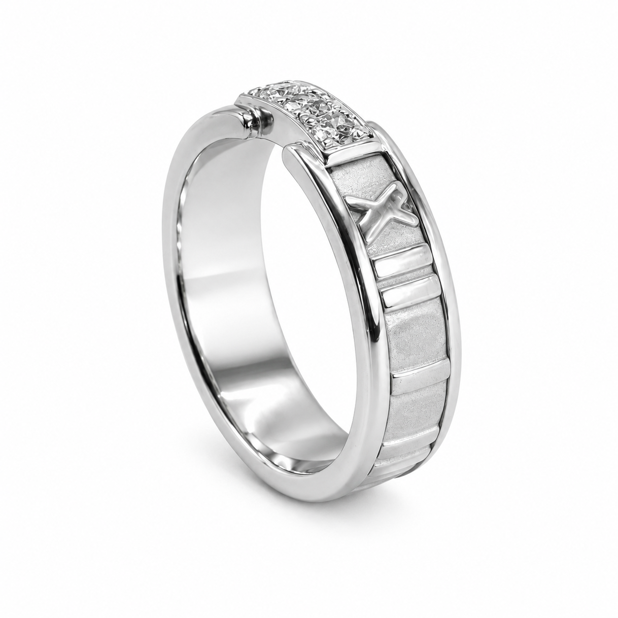 Tiffany Atlas Trilogy ring in 18-carat white gold with diamonds