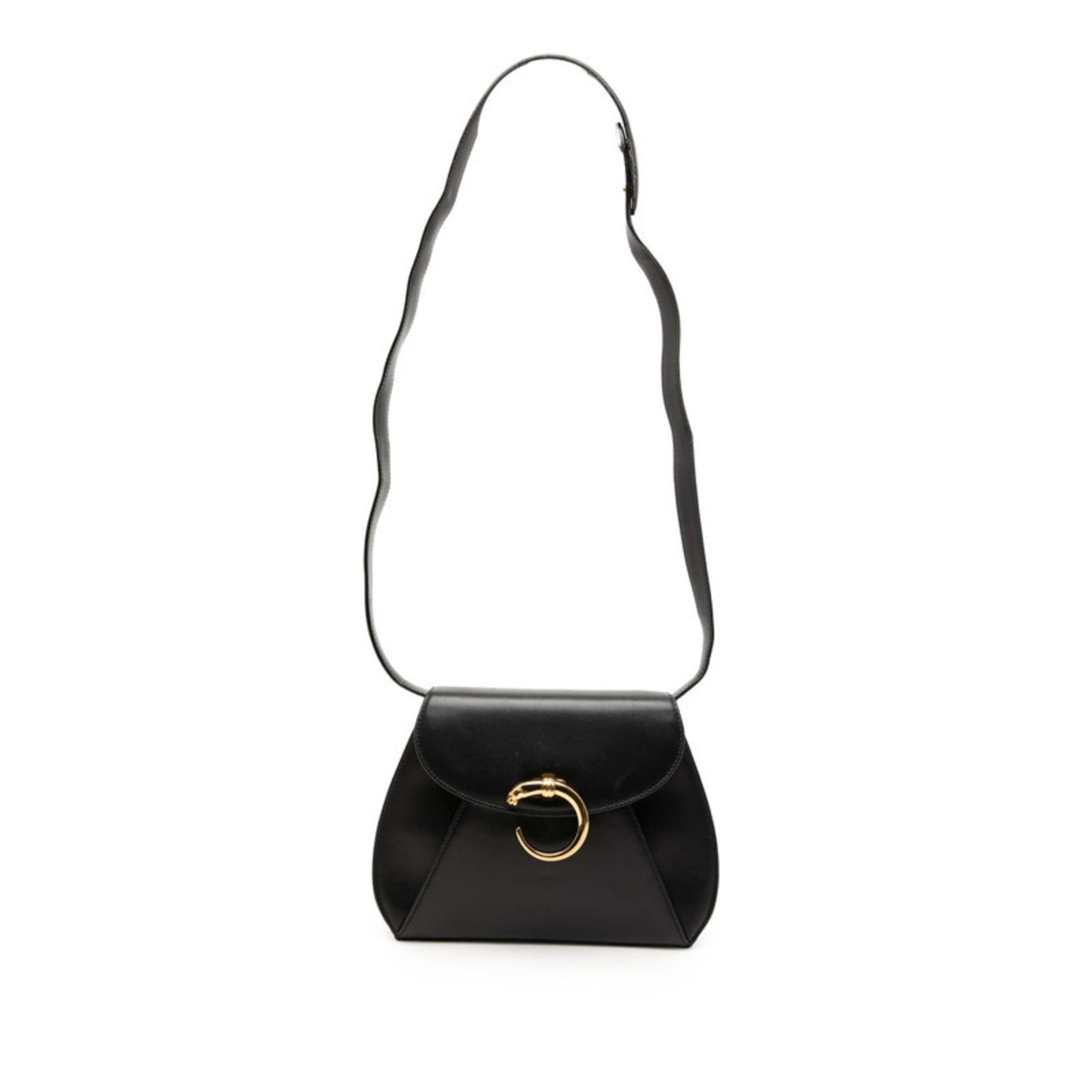 Cartier Panthere Shoulder Bag Black Leather Ladies' CARTIER