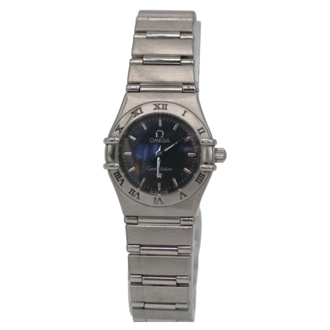 Omega Constellation ladies stainless steel watch with blue dial