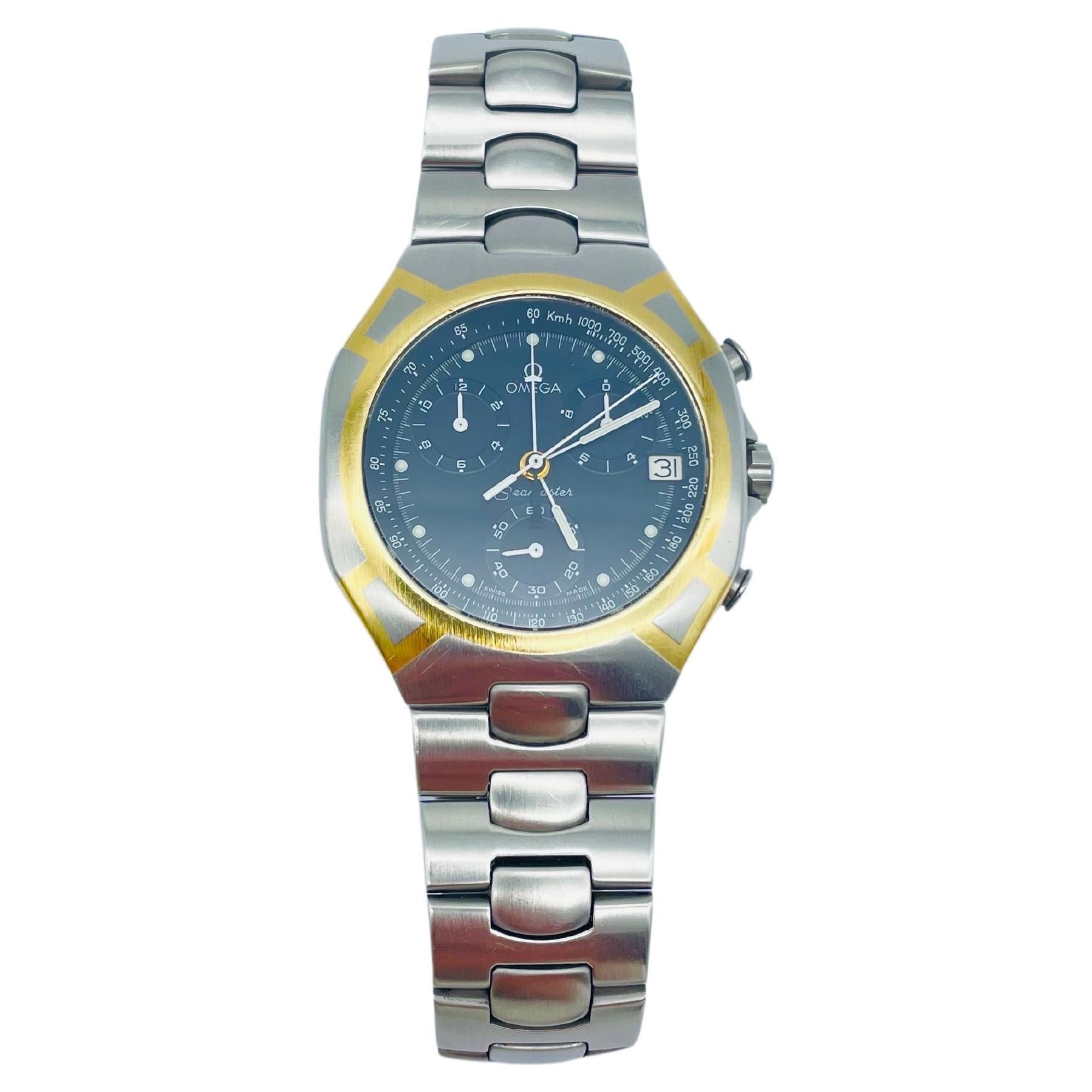 Omega Seamaster Polaris chronograph, dark dial, steel bracelet