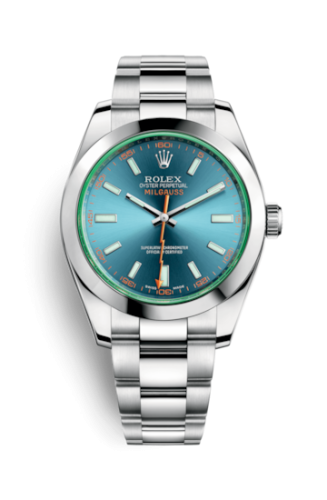 Rolex Milgauss 116400GV with the electric Z-Blue dial and green sapphire crystal