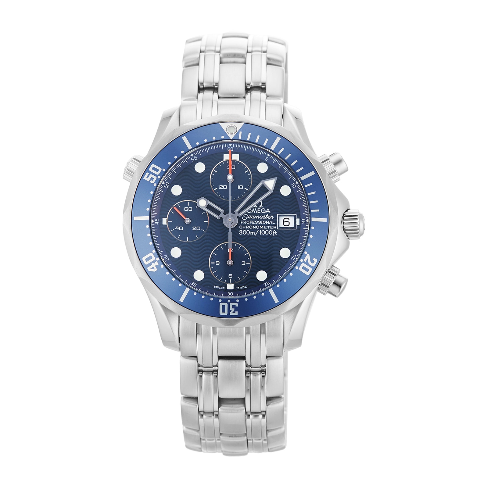 Omega Seamaster Diver 300M steel chronograph, reference 2599.80, blue dial