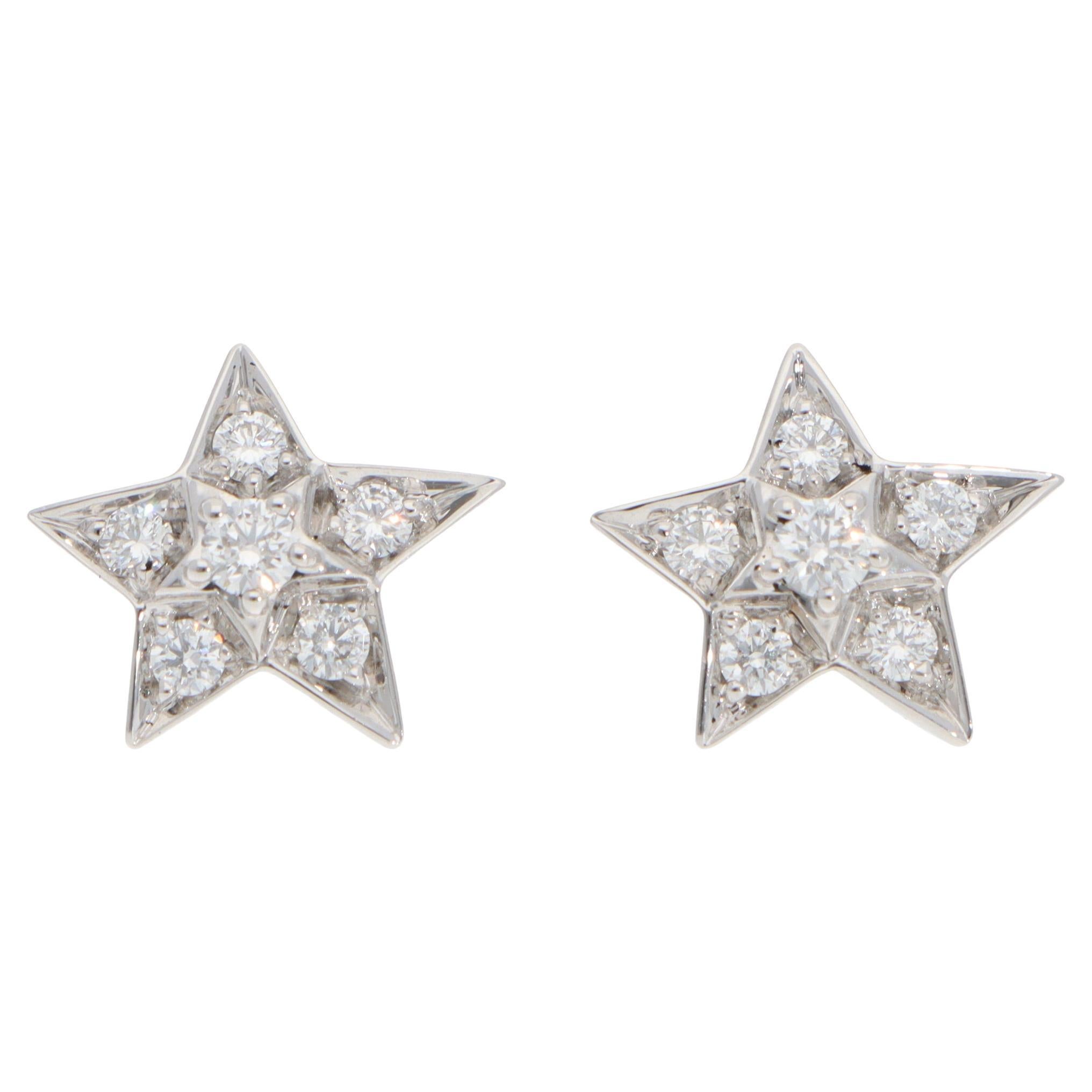 Chanel Comete Geode diamond star stud earrings in white gold