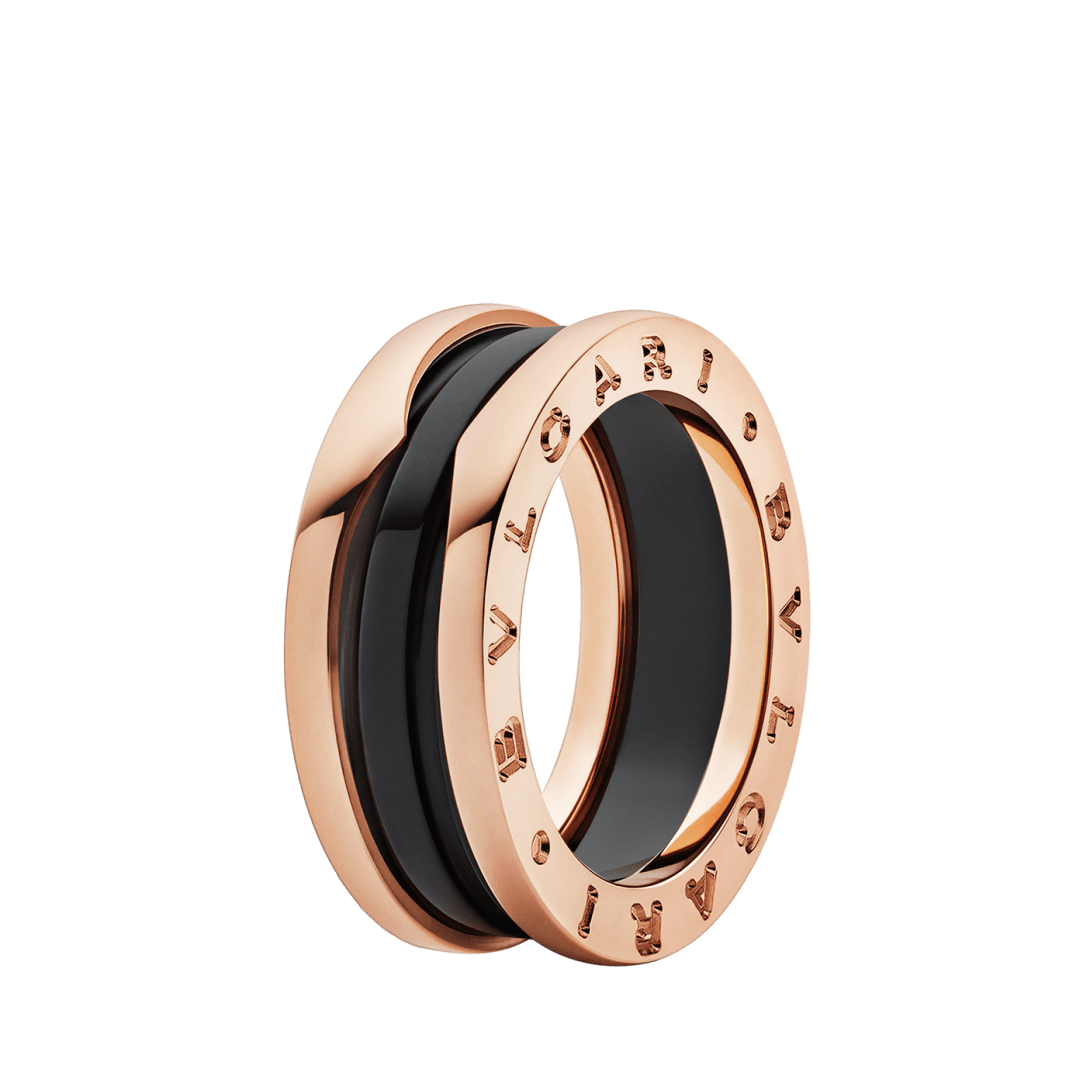 Bvlgari B.zero1 two-band ring in rose gold and black ceramic