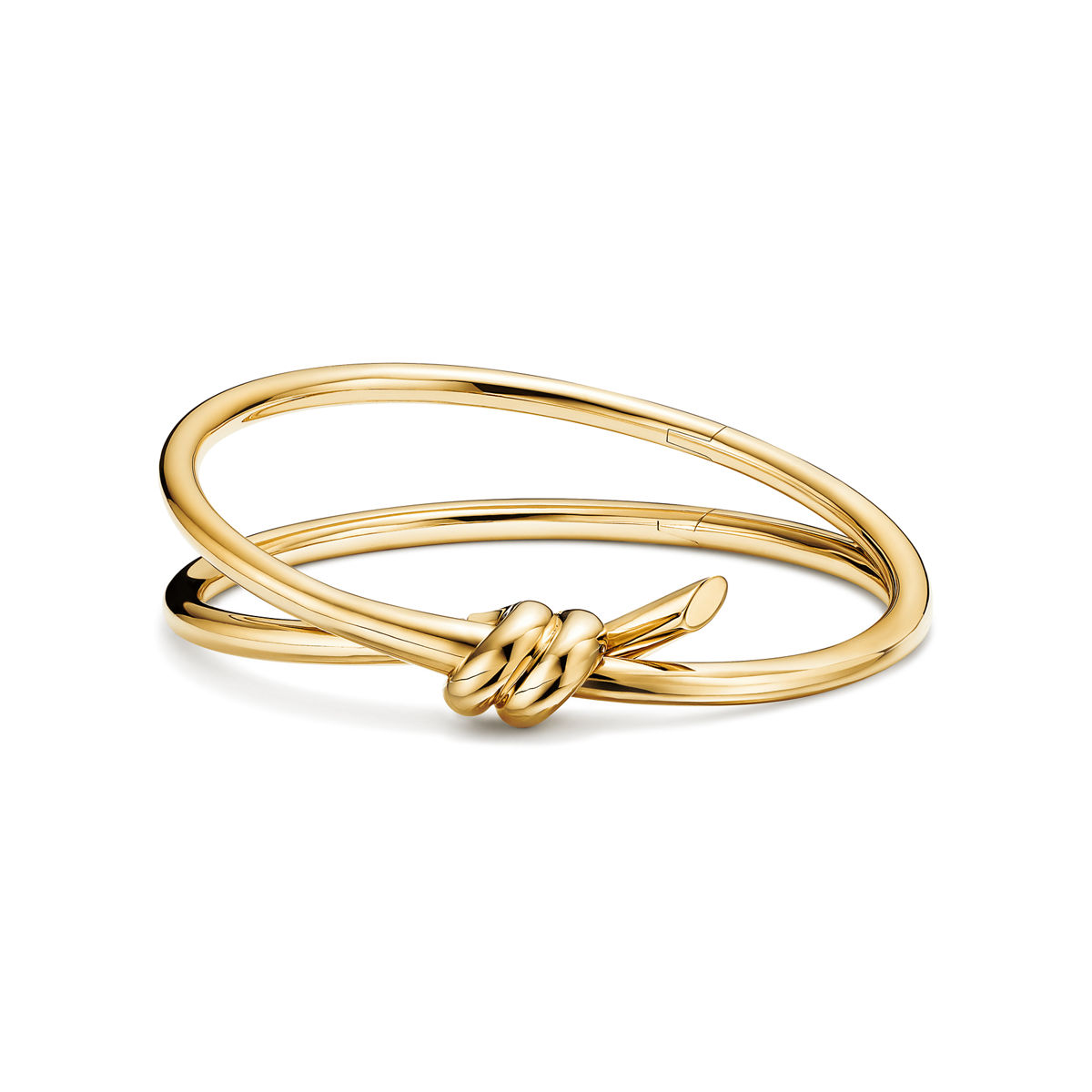 Tiffany Knot double row hinged bangle in gold