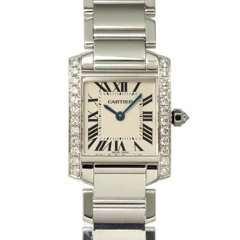 Cartier Tank Francaise SM WE1002S3 , Diamond Bezel, Ivory, 18K White