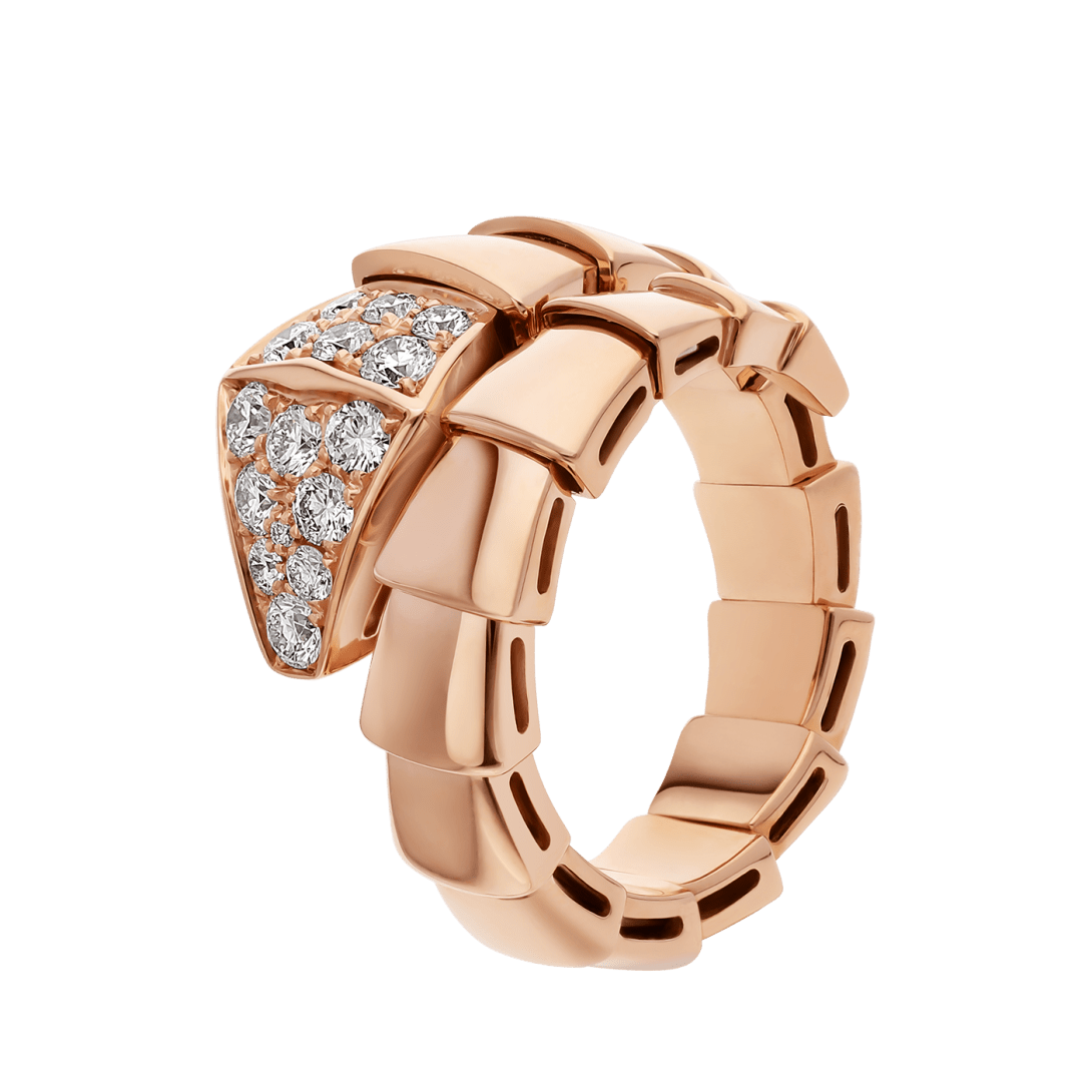 Bvlgari Serpenti Viper ring in rose gold with pave diamonds