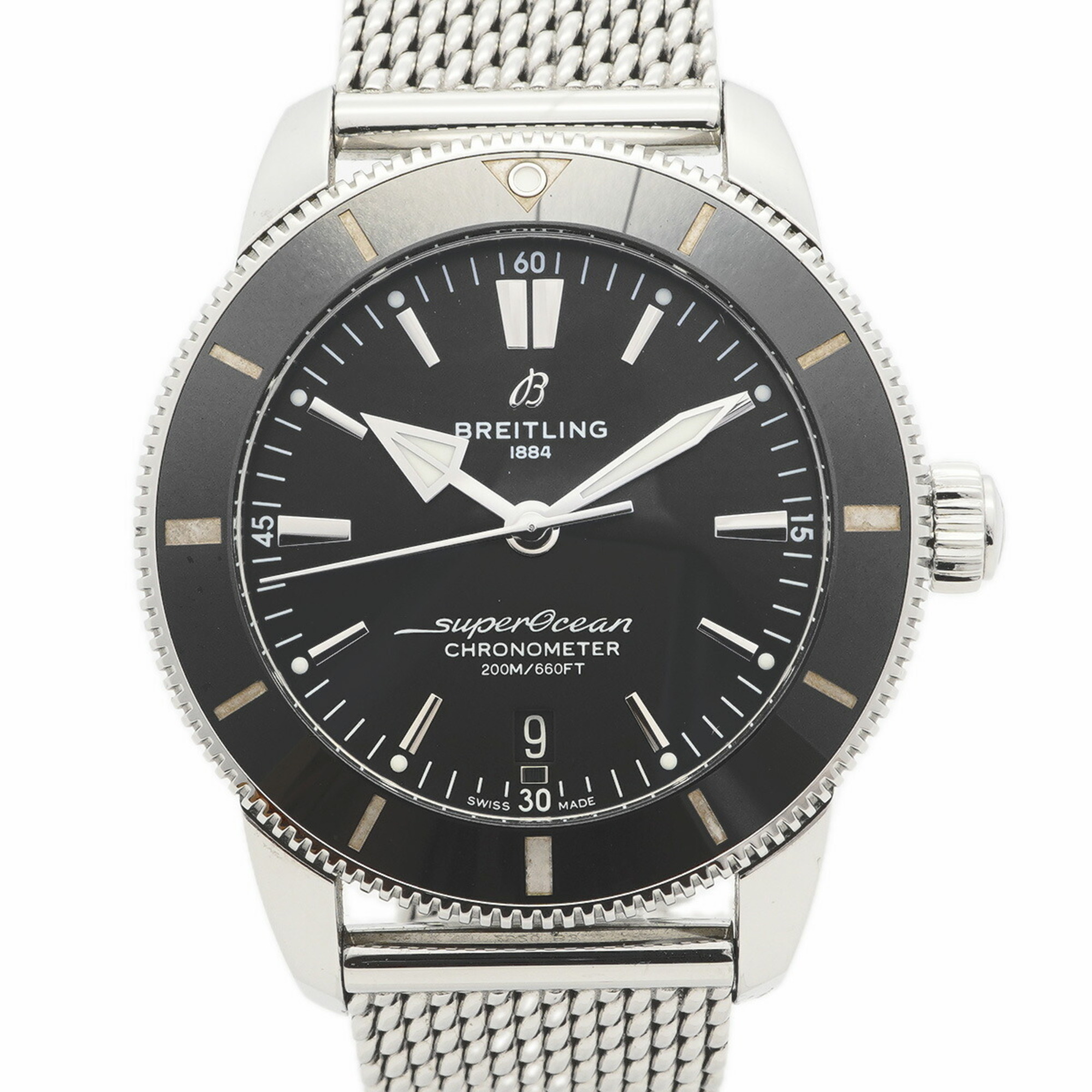 Pre-owned Breitling Superocean Heritage B20 automatic 44 black dial watch, reference AB2030