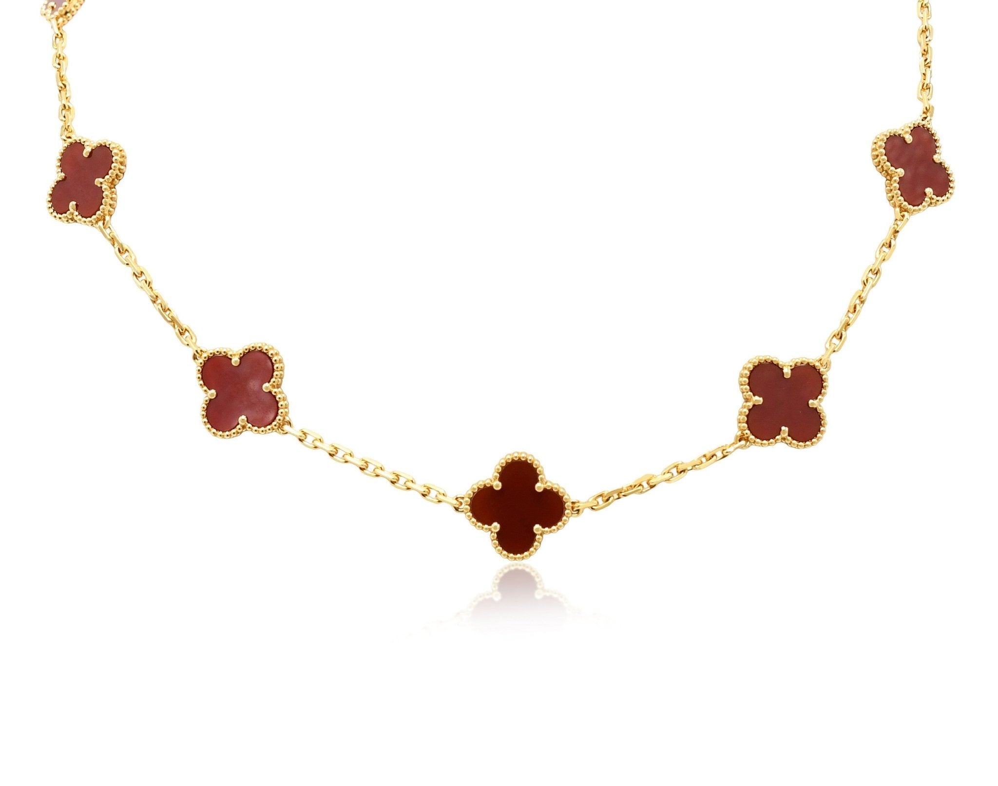 Vintage Alhambra ten-motif carnelian necklace in 18ct yellow gold
