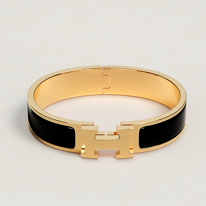 Herm&egrave;s Clic H enamel bracelet with gold-plated H clasp