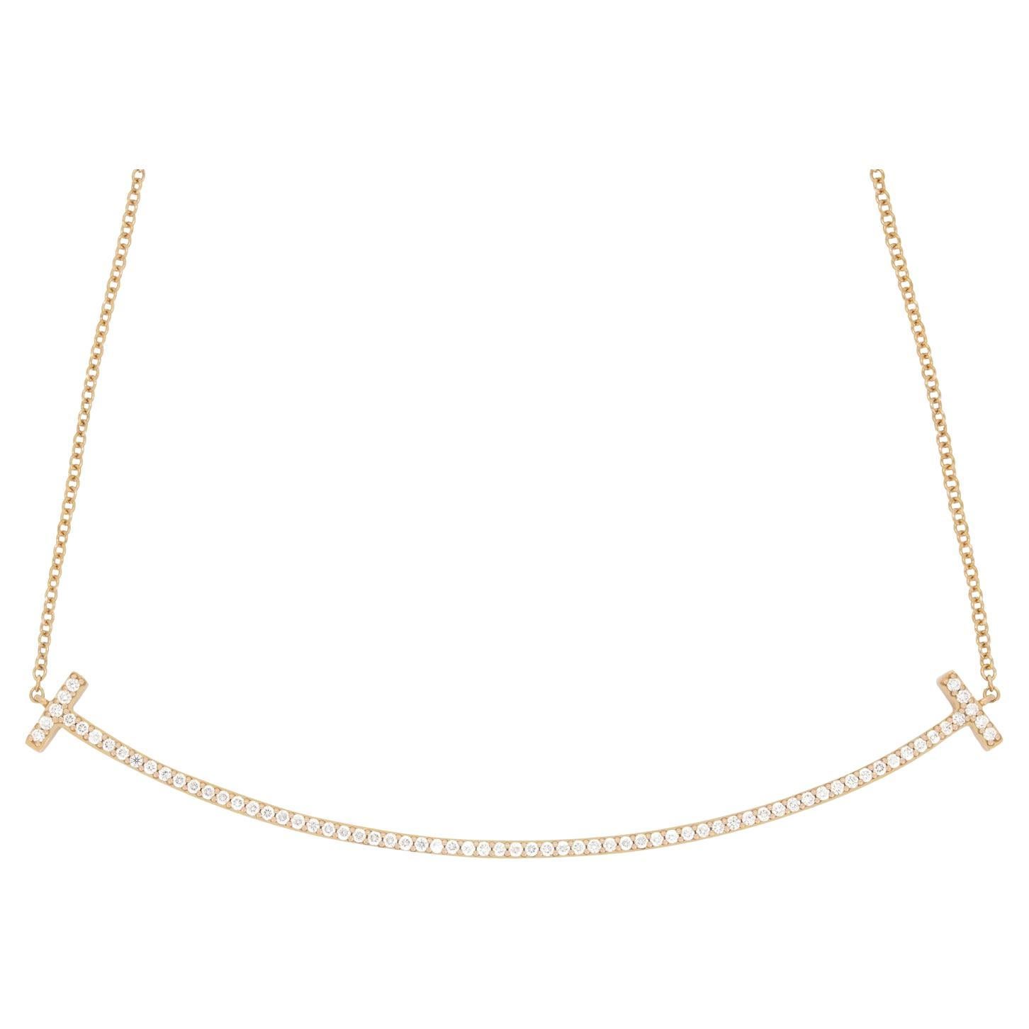 Diamond Tiffany T pendant in 18k rose gold