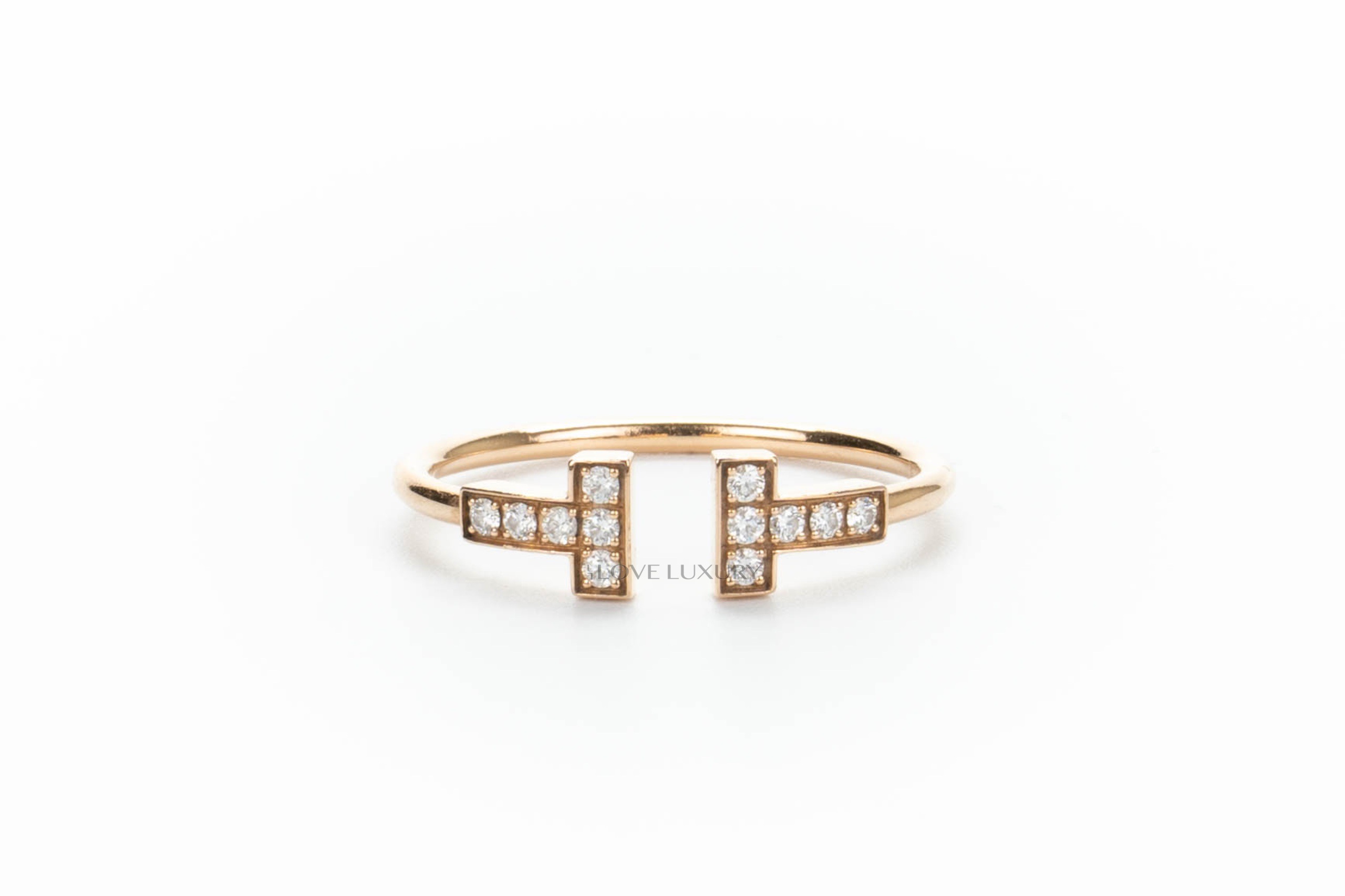 Tiffany T Wire ring in 18ct rose gold with diamonds