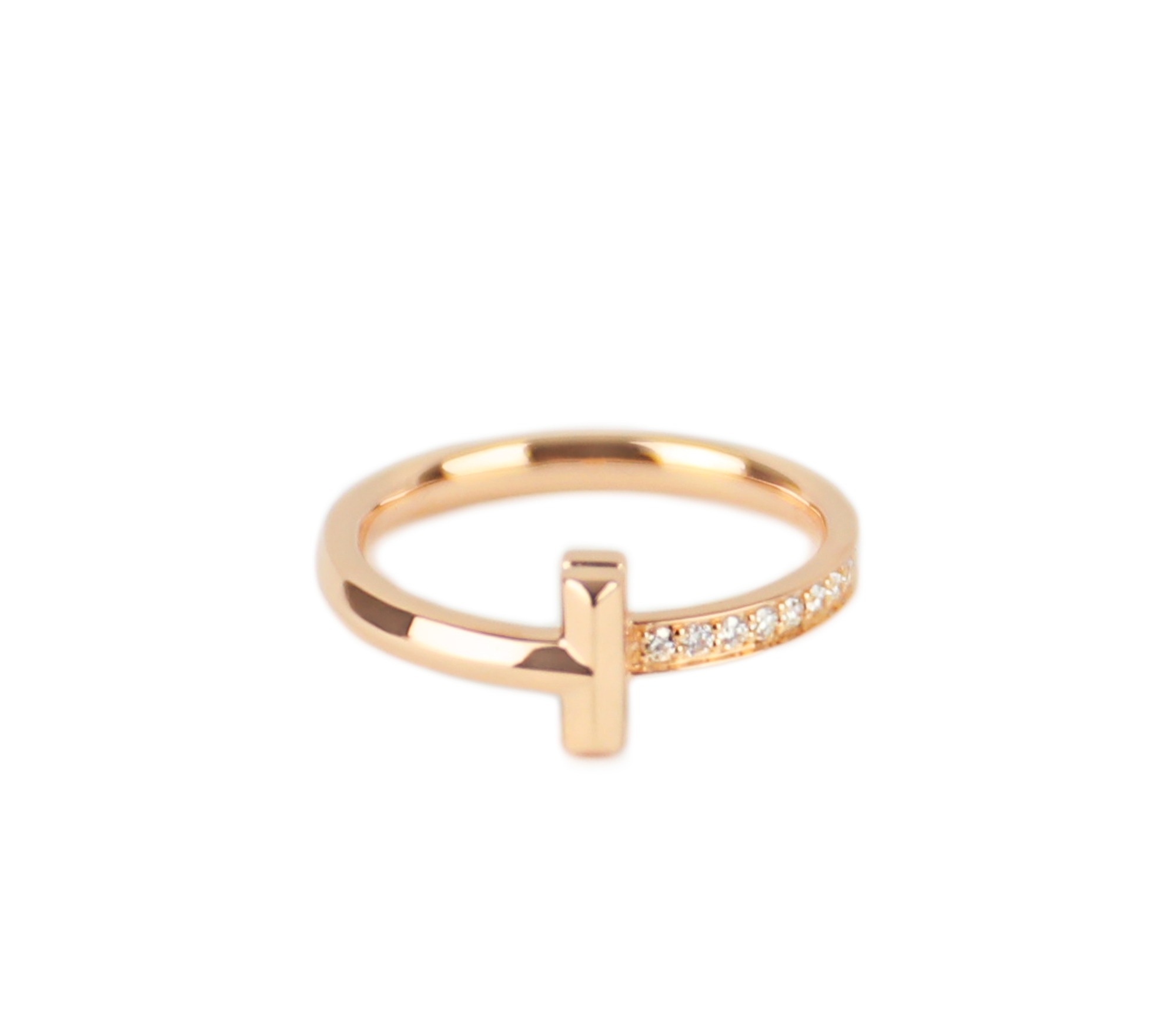 A Tiffany T1 ring in 18ct rose gold with diamonds