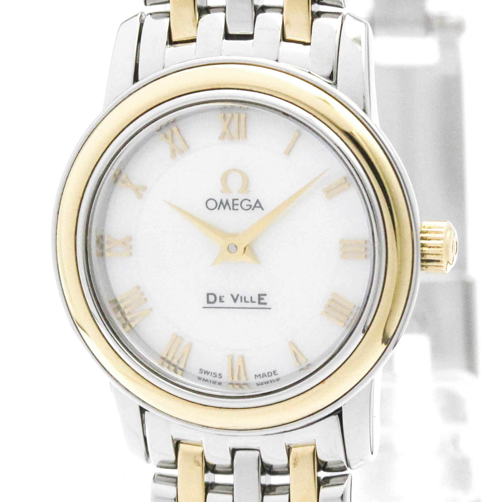 Omega De Ville Prestige ladies watch with mother-of-pearl dial in 18K gold and steel, reference 424.20.24.60.05.001