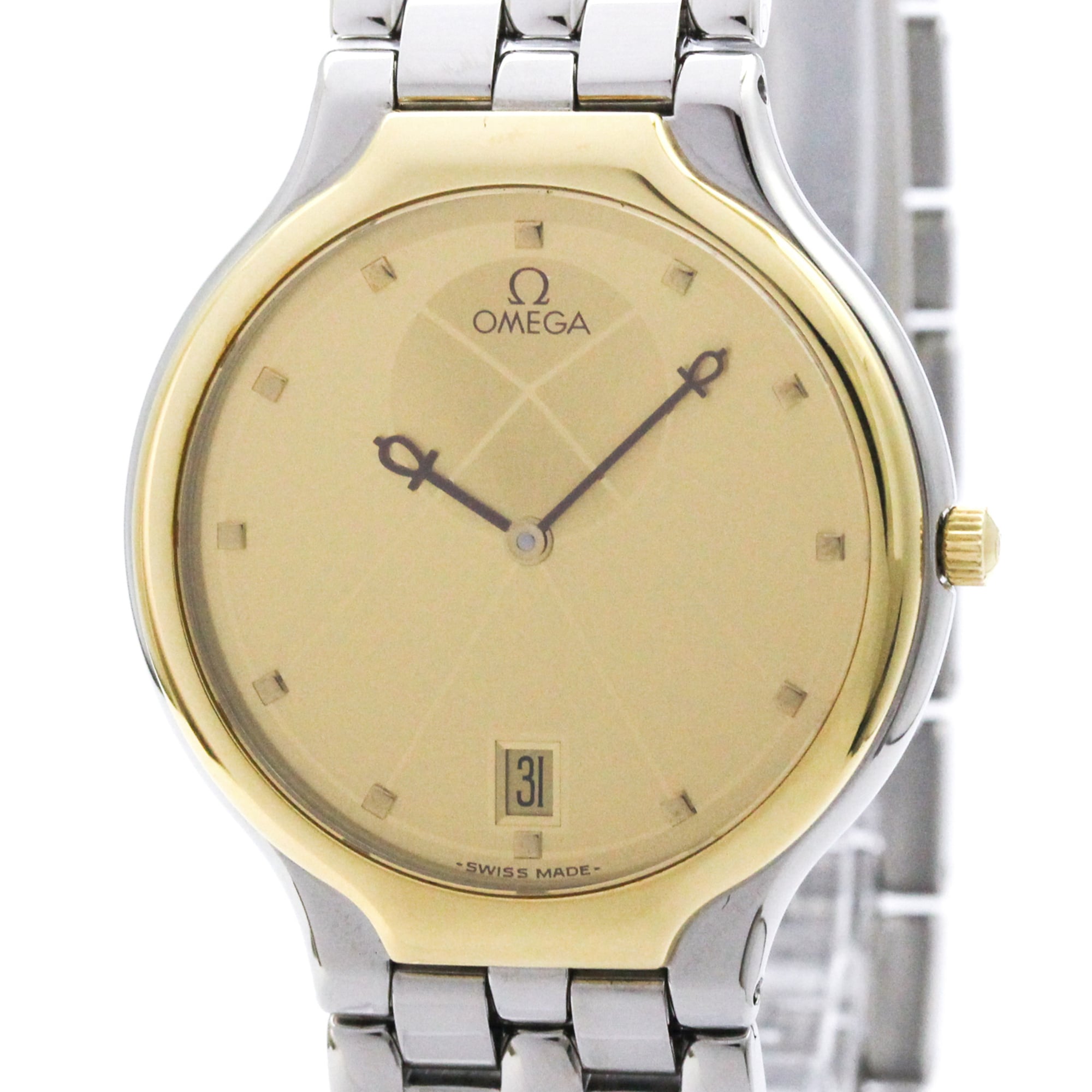 Omega De Ville Symbol 18K gold and steel quartz watch 196.0316